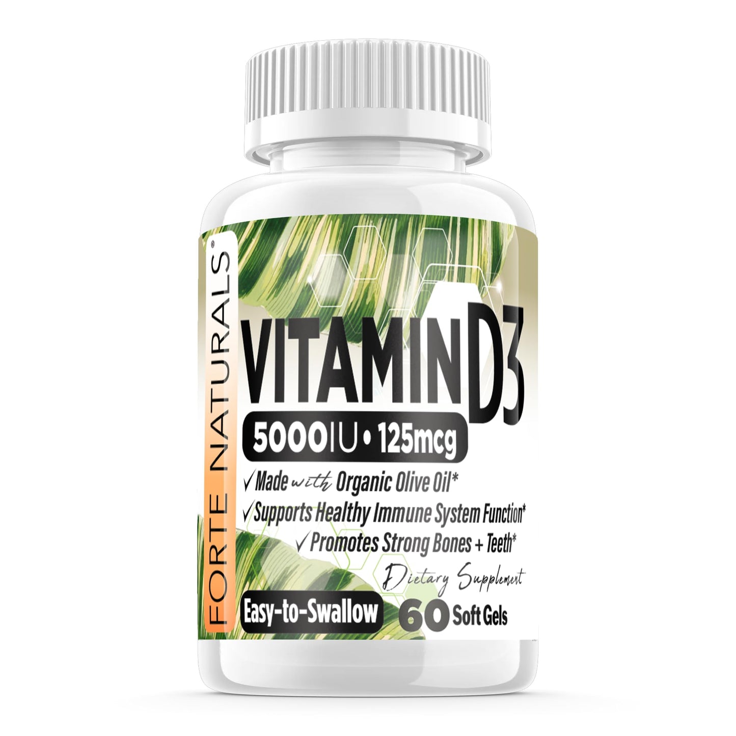 FORTE NATURALS Vitamin D3 5000 IU (125 mcg) Softgels 60 Count