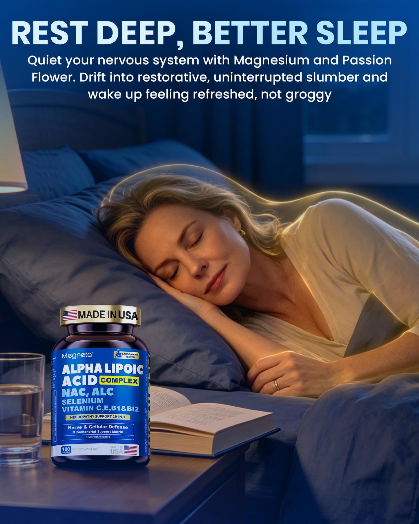 MEGNETA Liposomal R-Alpha Lipoic Acid 1200mg with Benfotiamine & Active B Complex Softgels 100