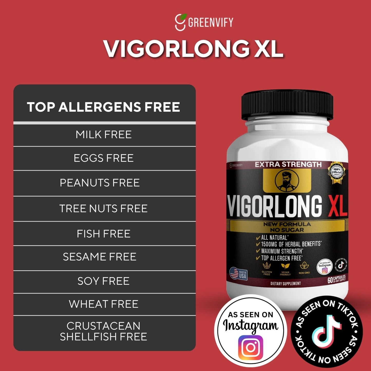 GREENVIFY Vigorlong XL Extra Strength Maca Root Complex Capsule 60 Capsules