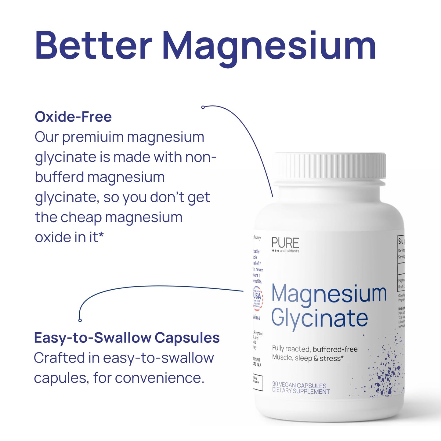 Pure Antioxidants Magnesium Glycinate Capsules, 90 Count