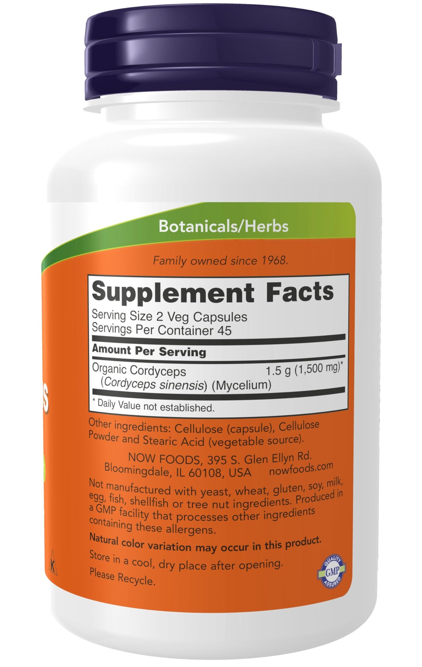 NOW Foods Cordyceps 750 mg Capsules, 90 Count