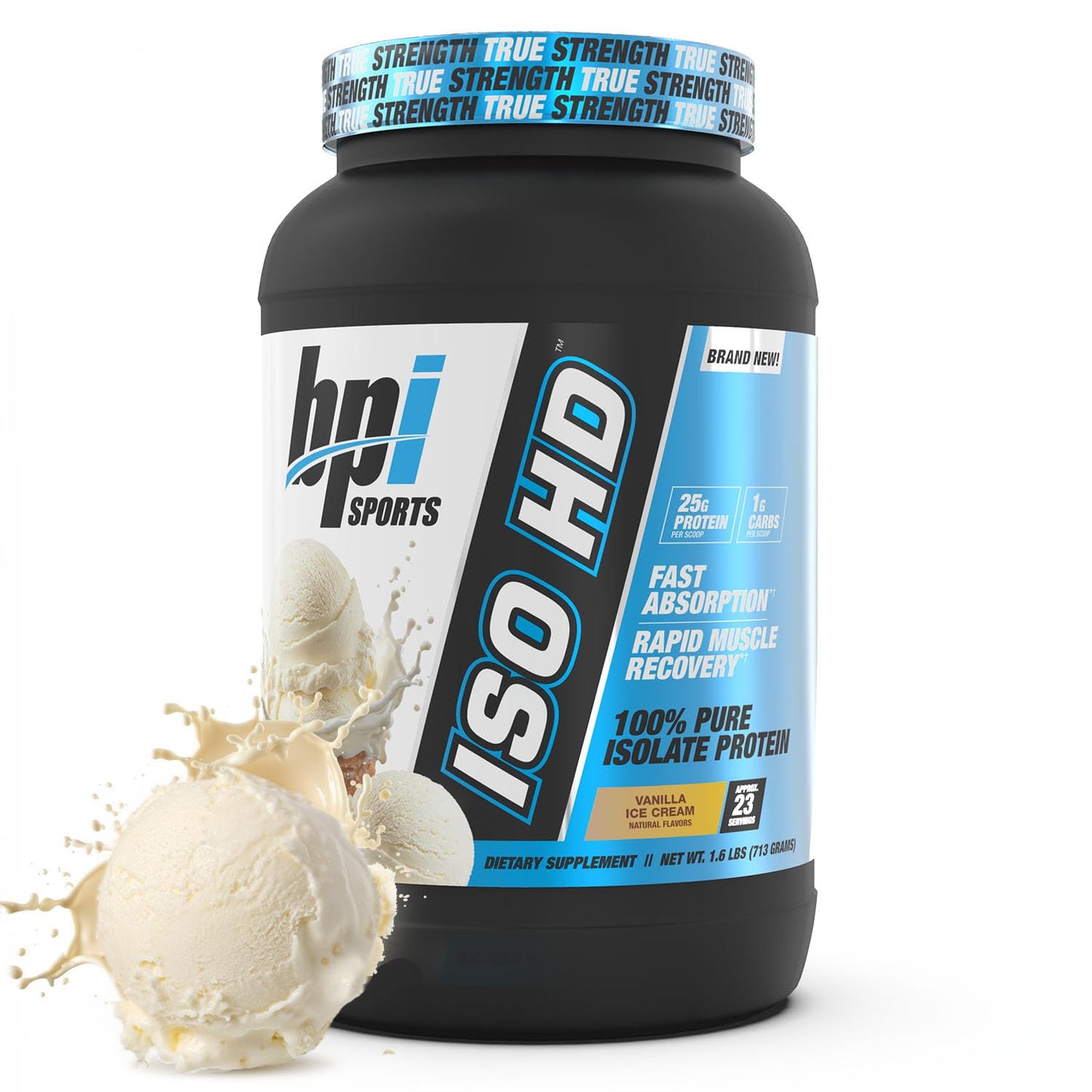 BPI Sports ISO HD Whey Isolate Protein Powder, Vanilla Ice Cream, 23 Servings