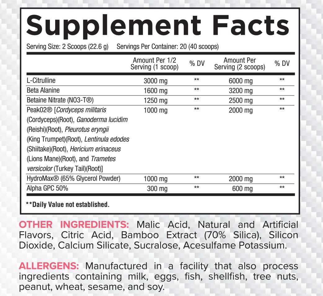 Core Nutritionals Pump Full-Spectrum Non-Stimulant Pre-Workout with N03T Nitrate, Peak02, Alpha GPC, Powder, 15.9 Ounce