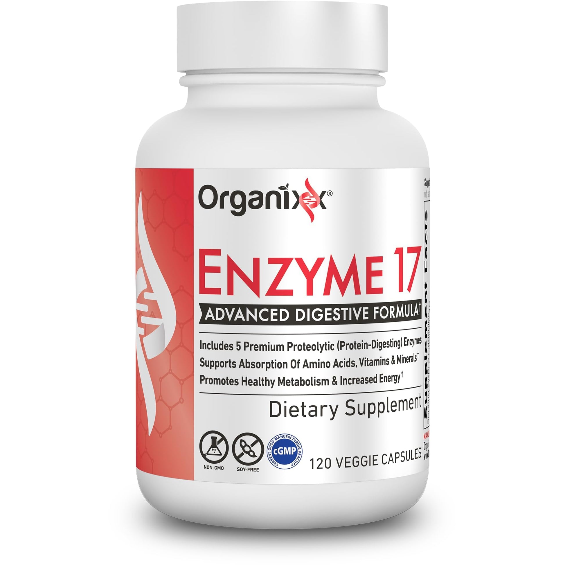 Organixx Enzyme 17 Essential Digestive Enzymes for Women & Men Capsule 120