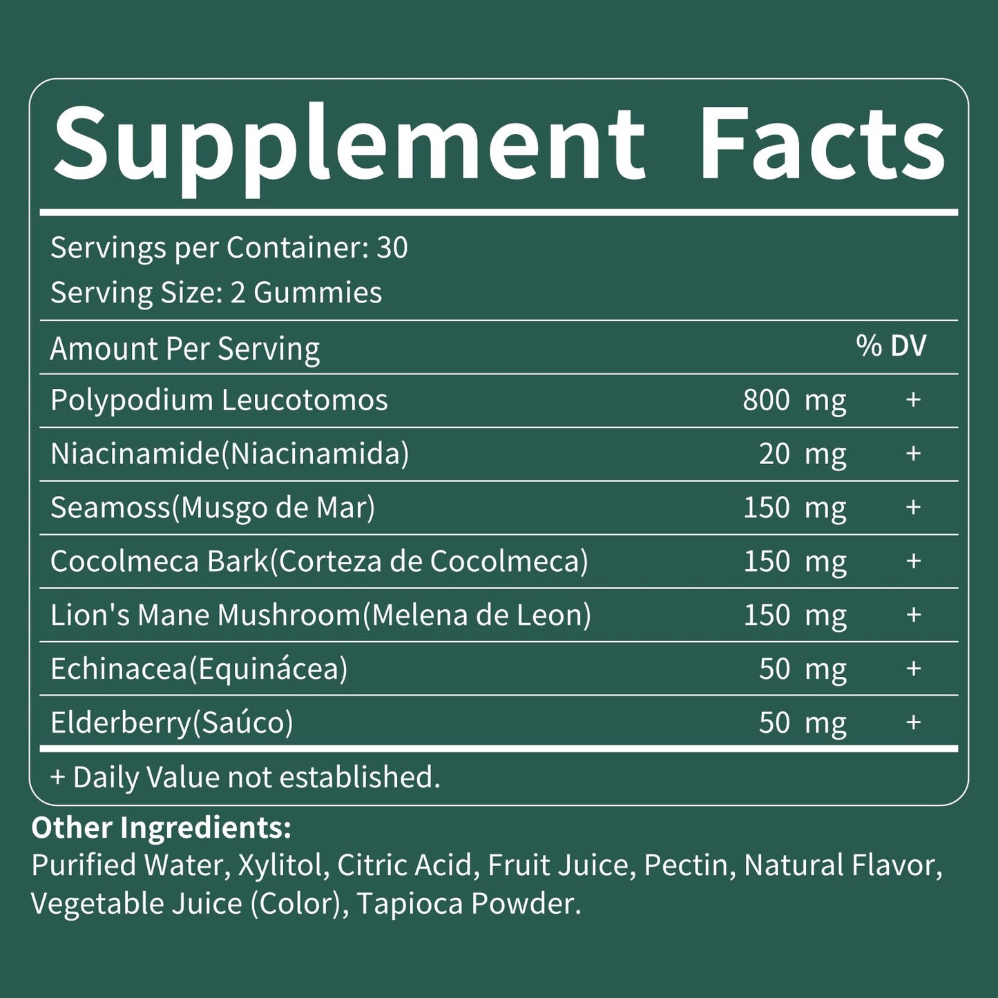Fuenvegtal Polypodium Leucotomos Gummies, 60 Gummies