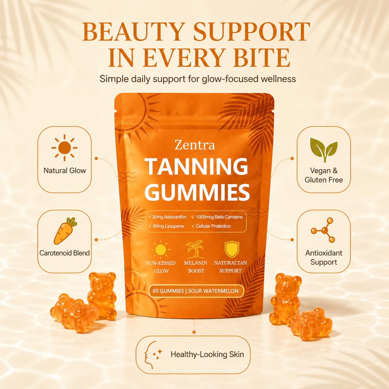 Seralia Zentra Tanning Gummy, 60 Count
