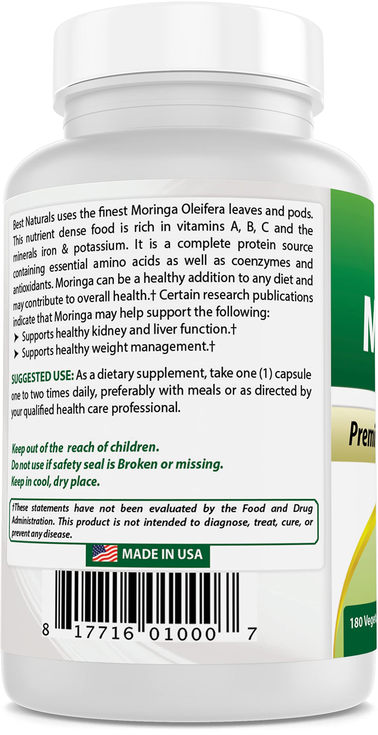 Best Naturals Moringa 500 mg Capsule, 180 Capsules