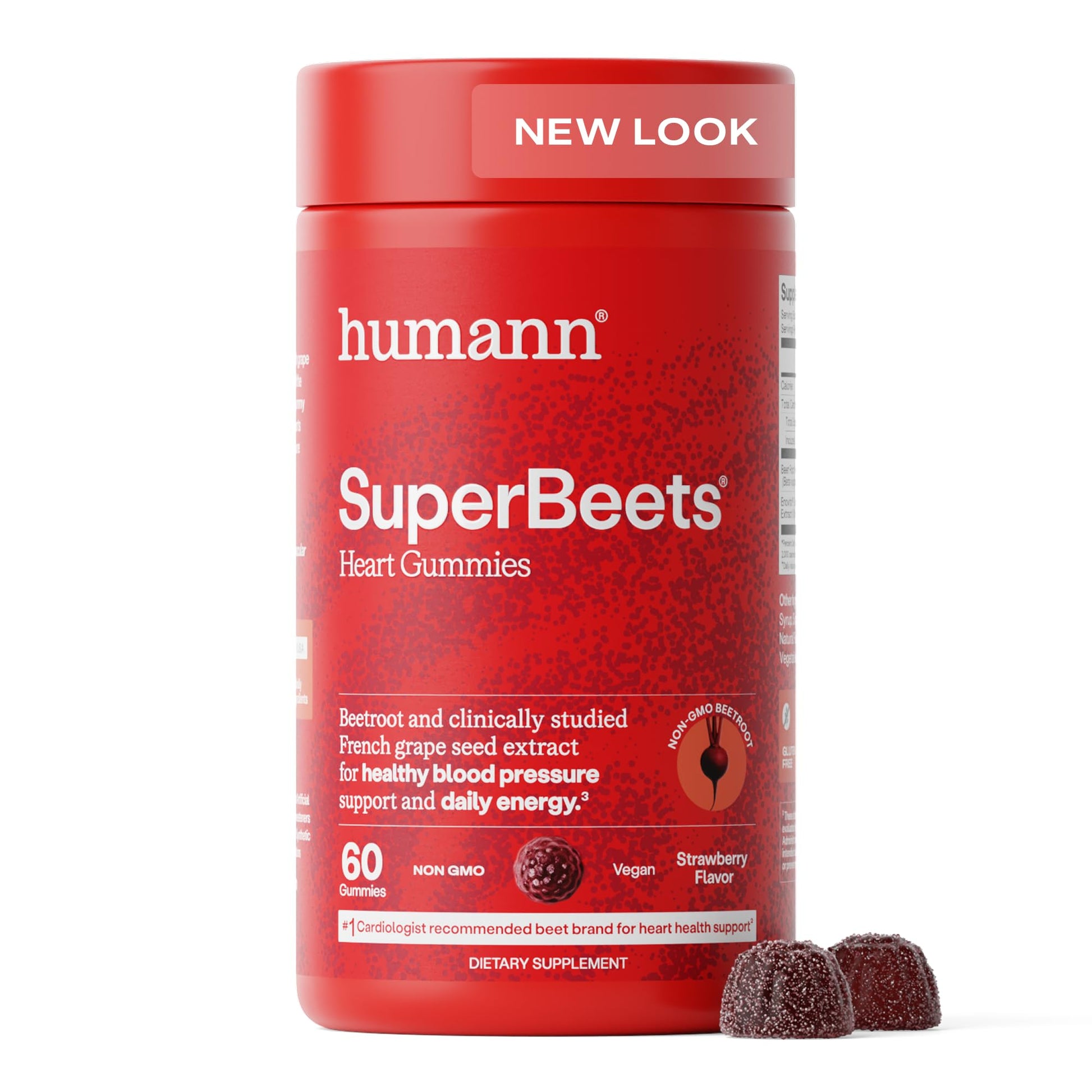 Humann SuperBeets Strawberry Heart Gummies, 60 Count