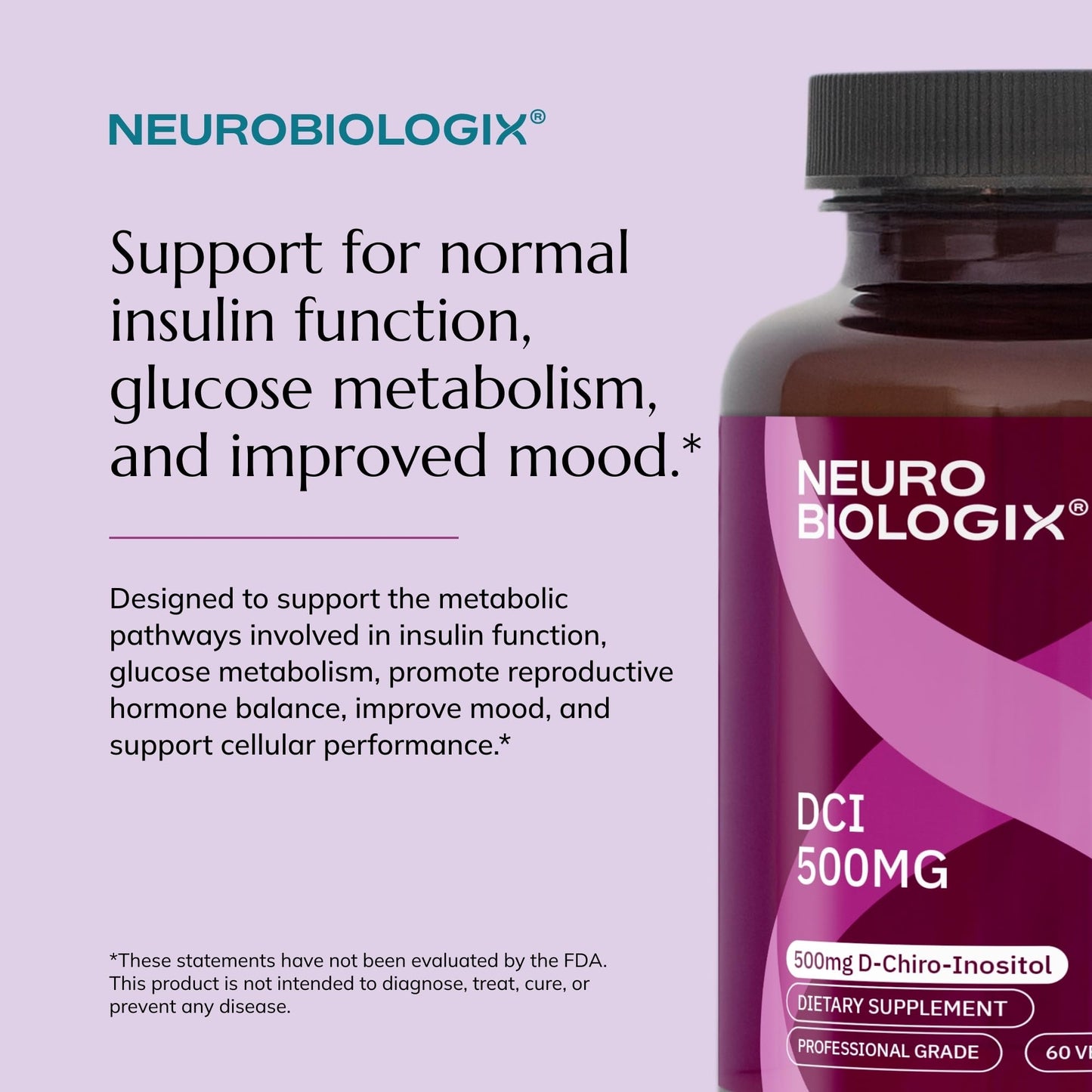Neurobiologix D-Chiro Inositol 500 MG Capsule, 60 Count