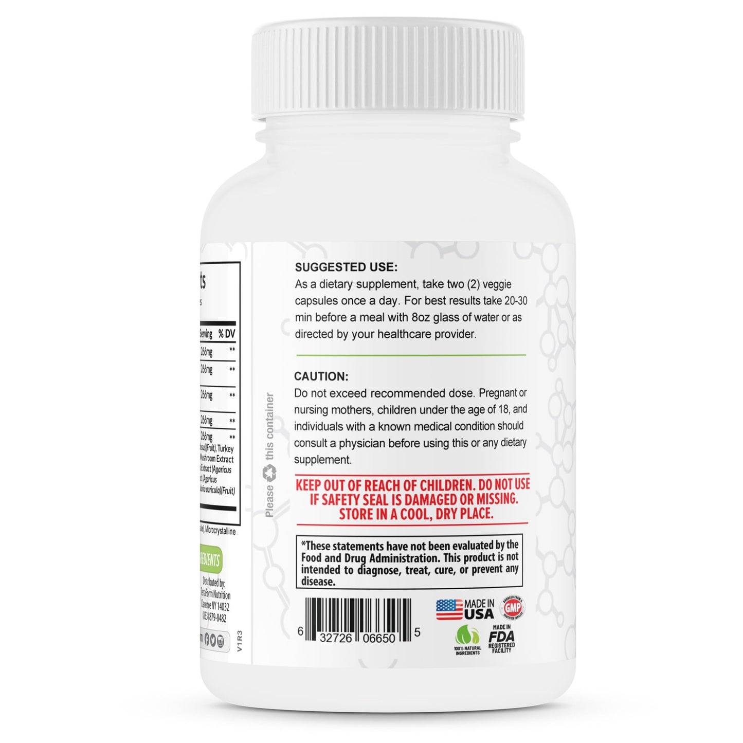 TerraForm Nutrition Premium Mushroom Complex Capsules, 1 Count