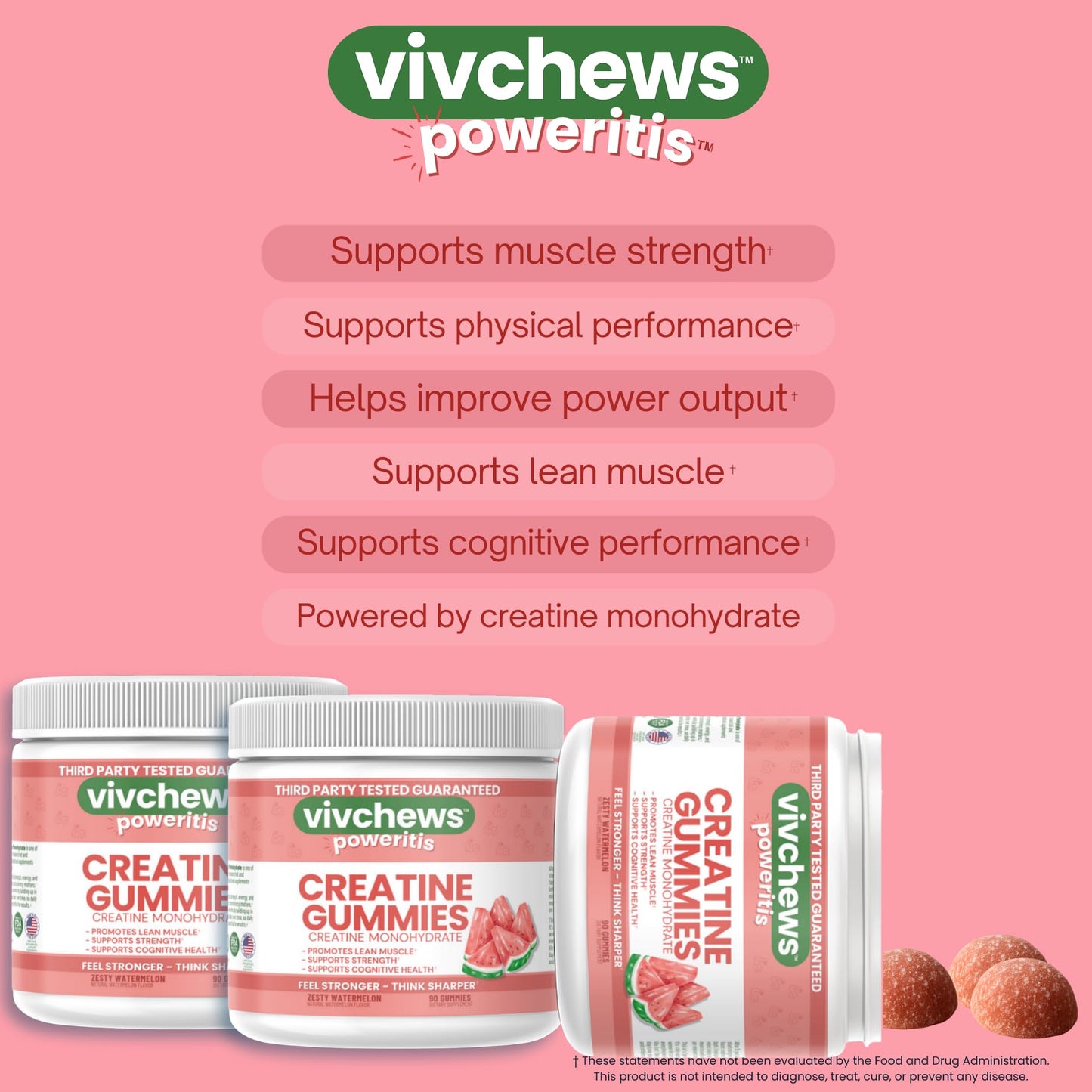vivchews Creatine Gummies for Women 90 Count