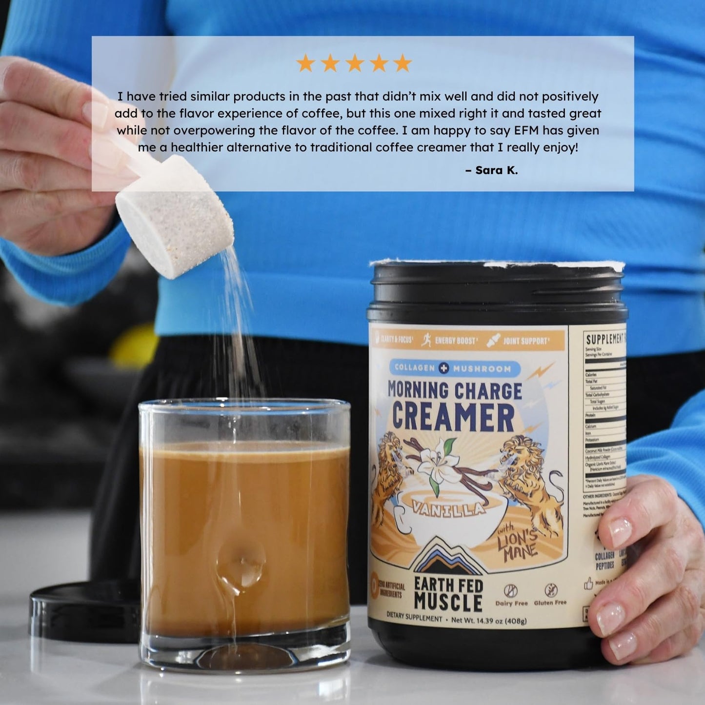 Earth Fed Muscle Vanilla Protein Coffee Creamer Powder 14.39 oz