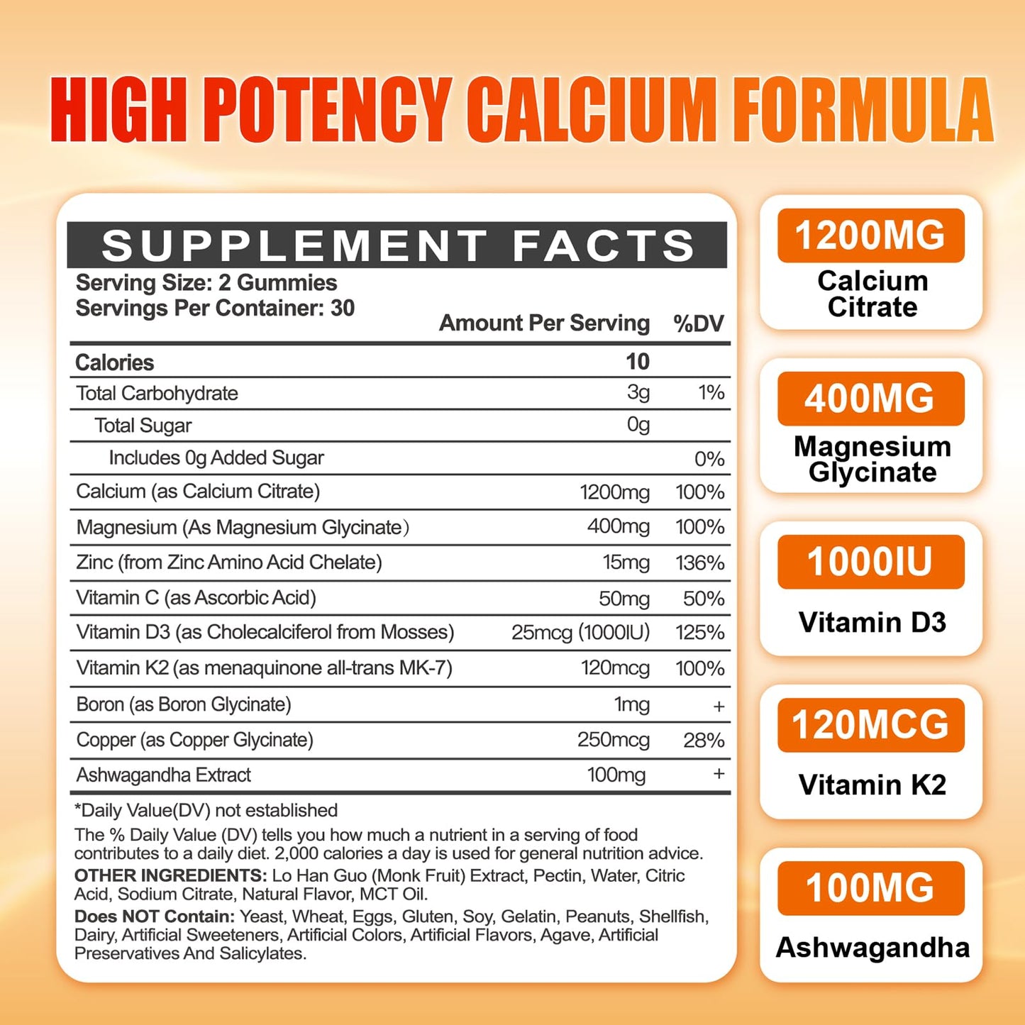 Maennyliy Calcium 1200 mg with Vitamin D3 Gummies for Adults, 60 Count