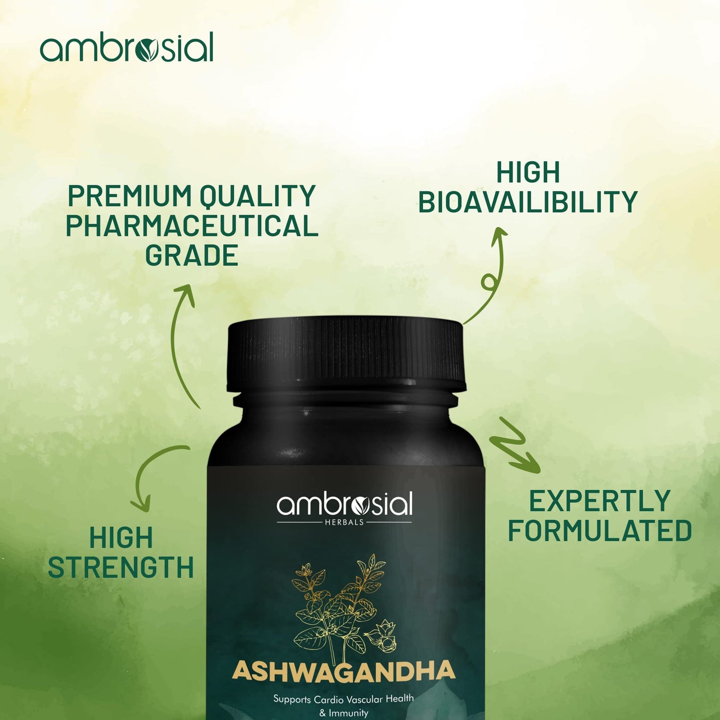 AMBROSIAL Ashwagandha 500mg Capsule, 60 Count