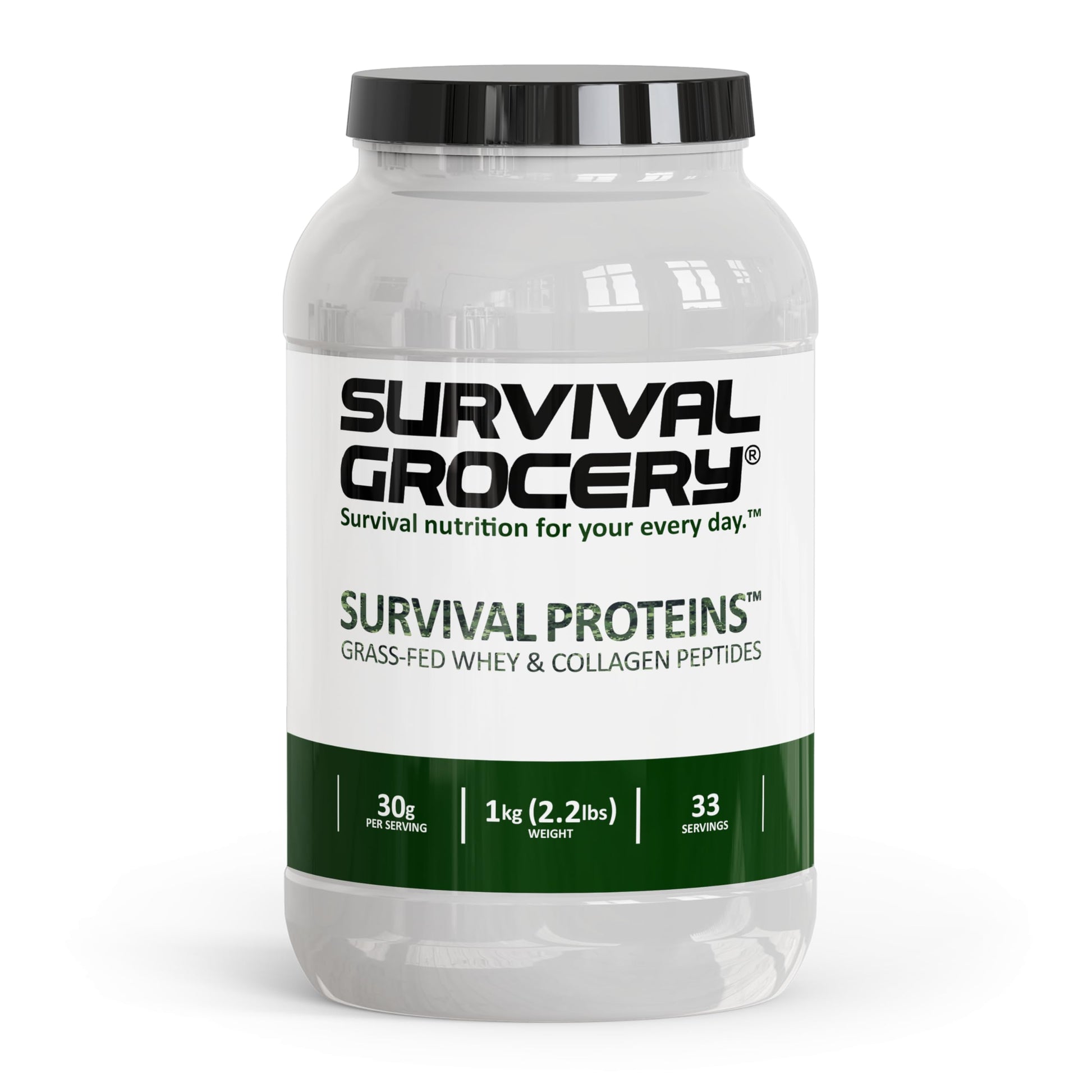 Survival Grocery Grass-Fed Whey Protein & Collagen Peptides (Types I & III) Powder, 2.2 lb