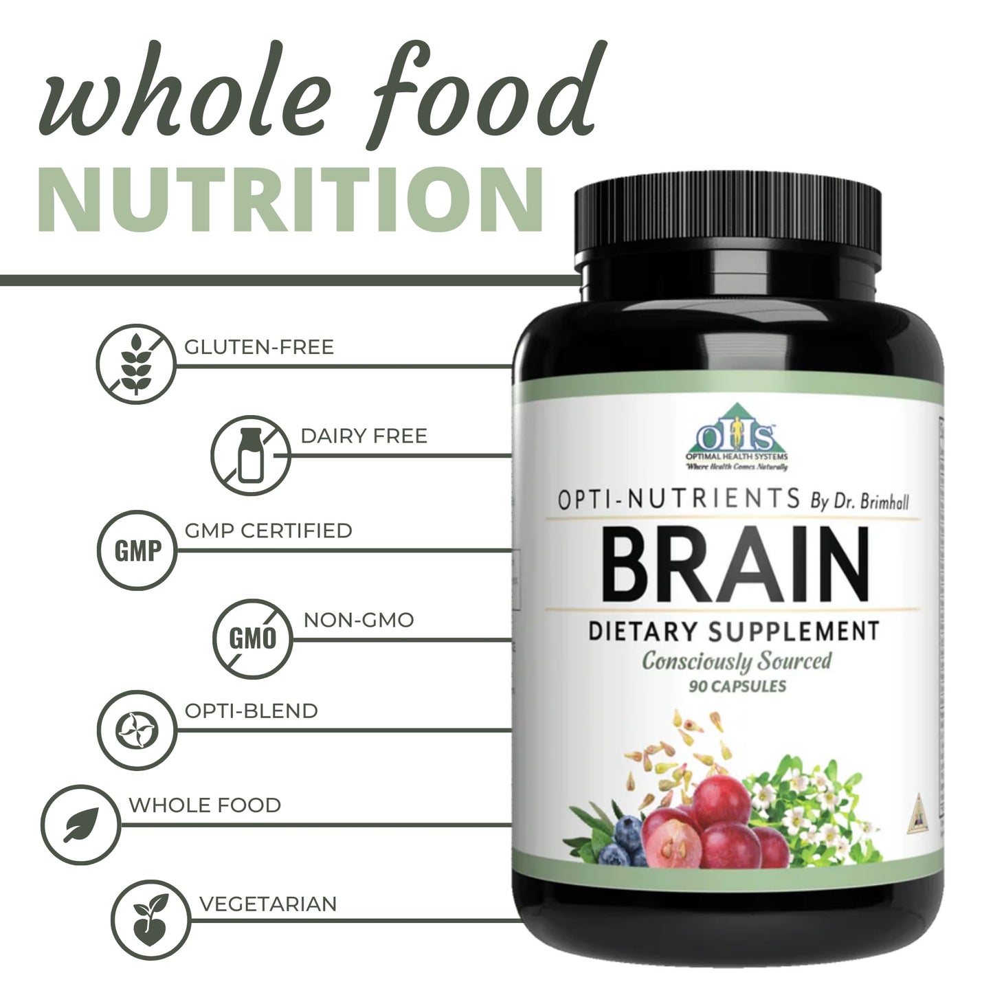 Optimal Health Systems Brain Nootropic Blend Capsules 90 Count