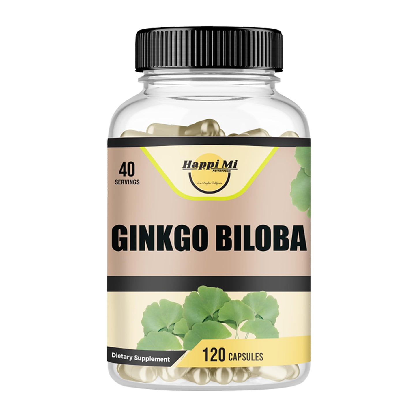 Happi Mi Nutrition Ginkgo Biloba Organic 1800mg Capsules, 120 Count