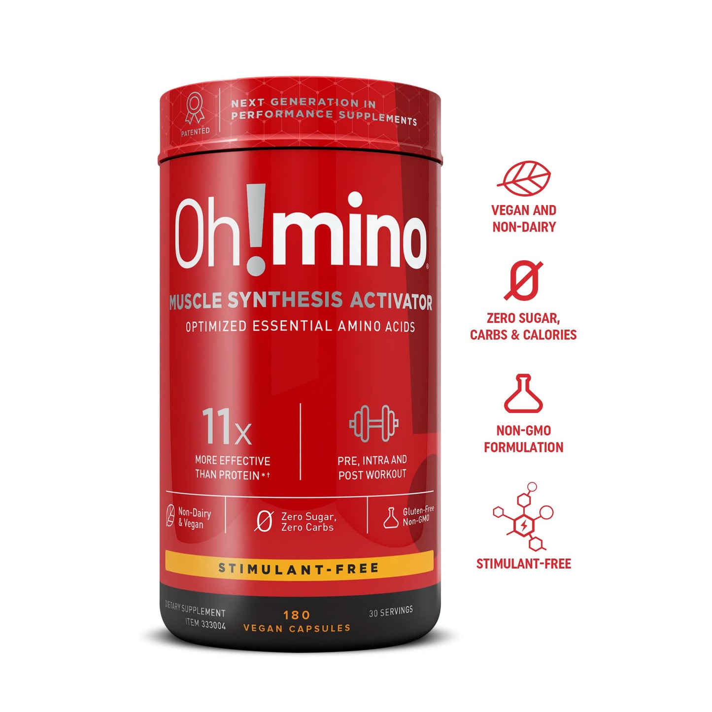 Oh!mino BCAA + EAA Amino Acid Supplement, Capsules, 180