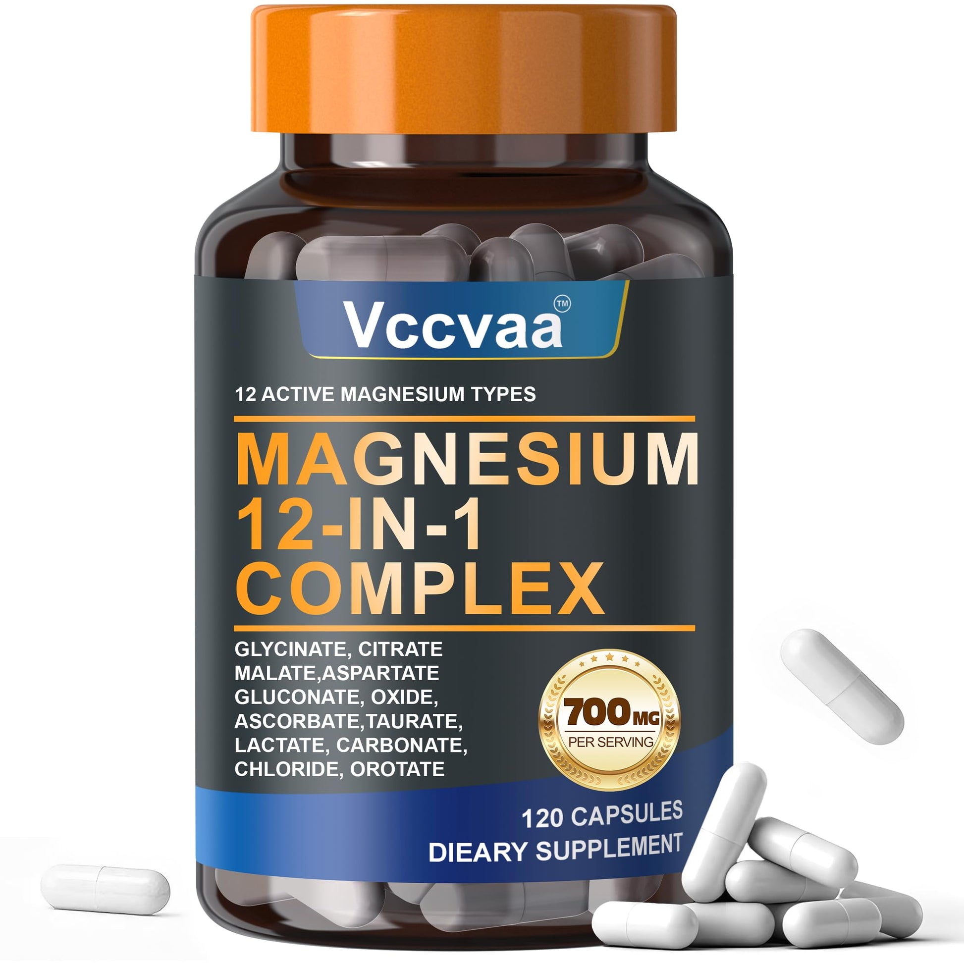 Vccvaa Magnesium Complex 700mg Capsules, 120 Capsules