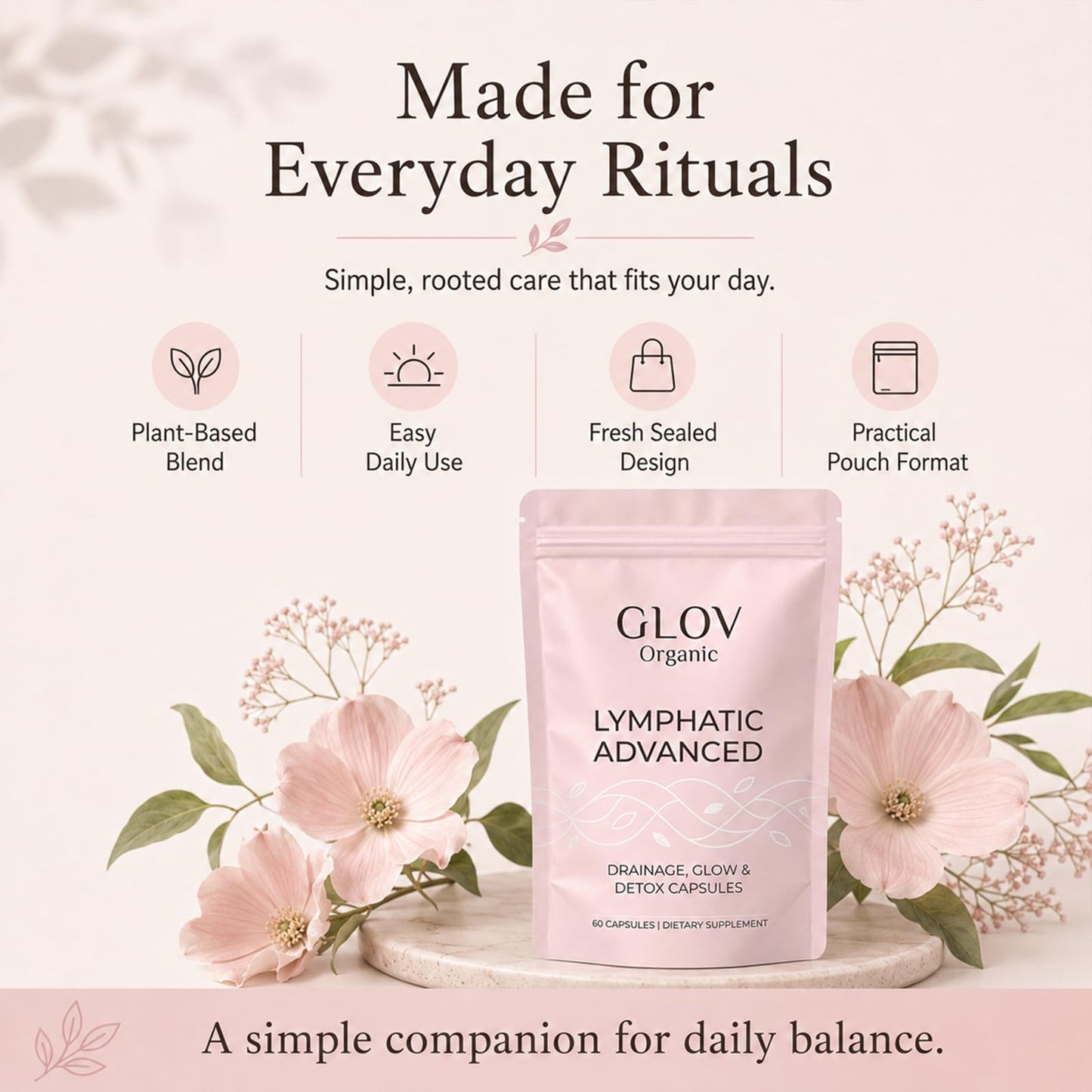 Glov Organic Glov Lymphatic Advanced Drainage Glow Detox 60 Capsules