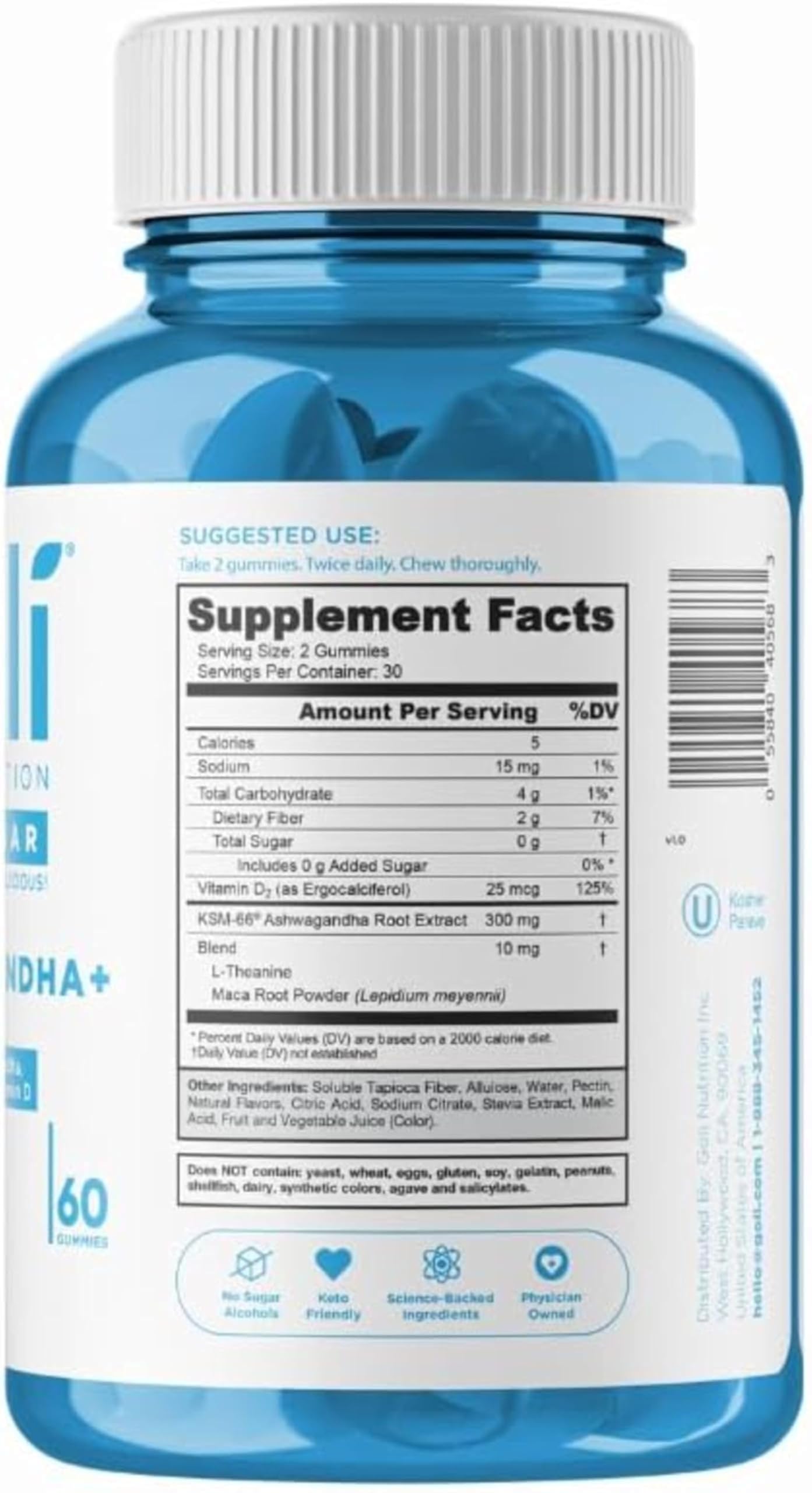 Goli Zero Sugar Ashwagandha Gummies, 60 Count