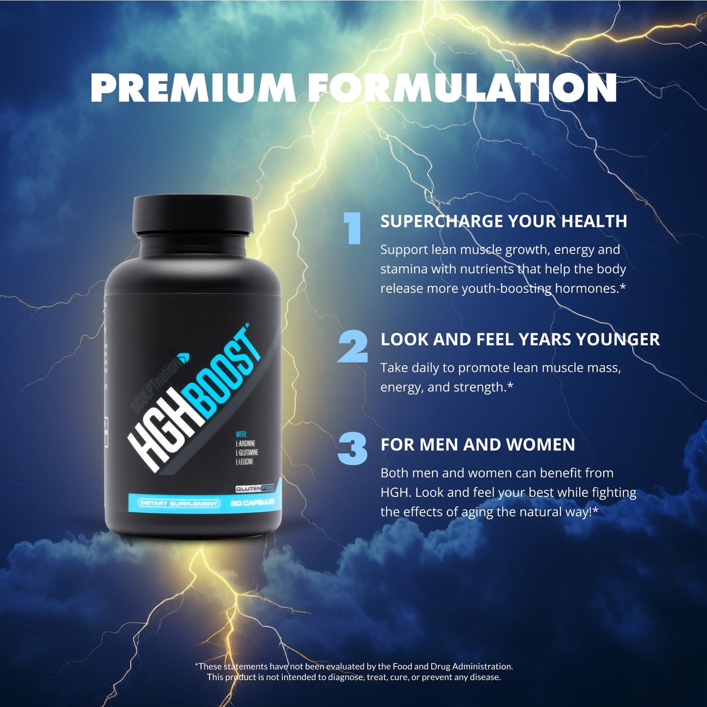 Sculpt Nation L-Arginine, Tribulus Terrestris & Amino Acids for Energy, Performance, and Vitality Support, Lean Body Mass and Recovery Support, 60 Capsules