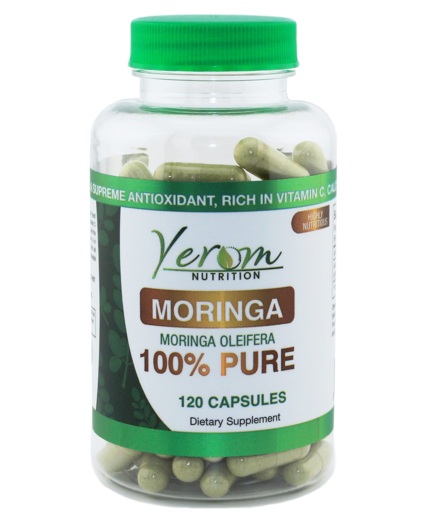 Yerom Nutrition Pure Moringa Capsules 800mg High Potency, 100% Natural, Energy, Immune Support & Antioxidant Boost, 120 Capsules