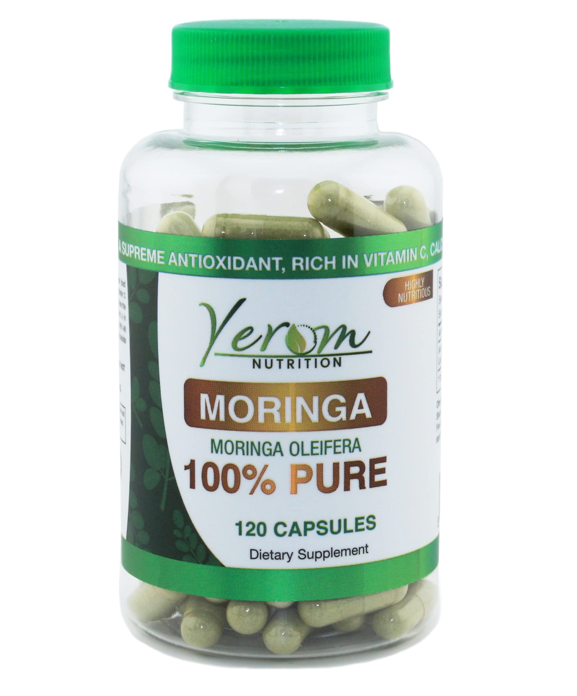 Yerom Nutrition Pure Moringa Capsules 800mg High Potency, 100% Natural, Energy, Immune Support & Antioxidant Boost, 120 Capsules