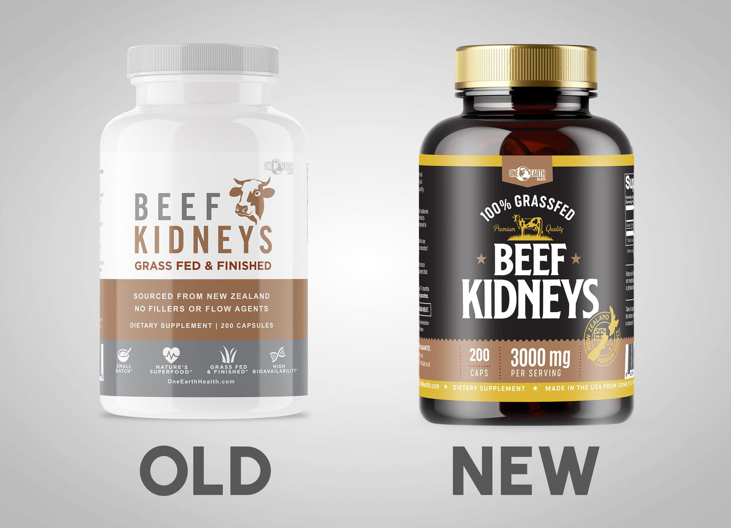 One Earth Health Grass Fed Beef Kidney Supplement Capsule 200