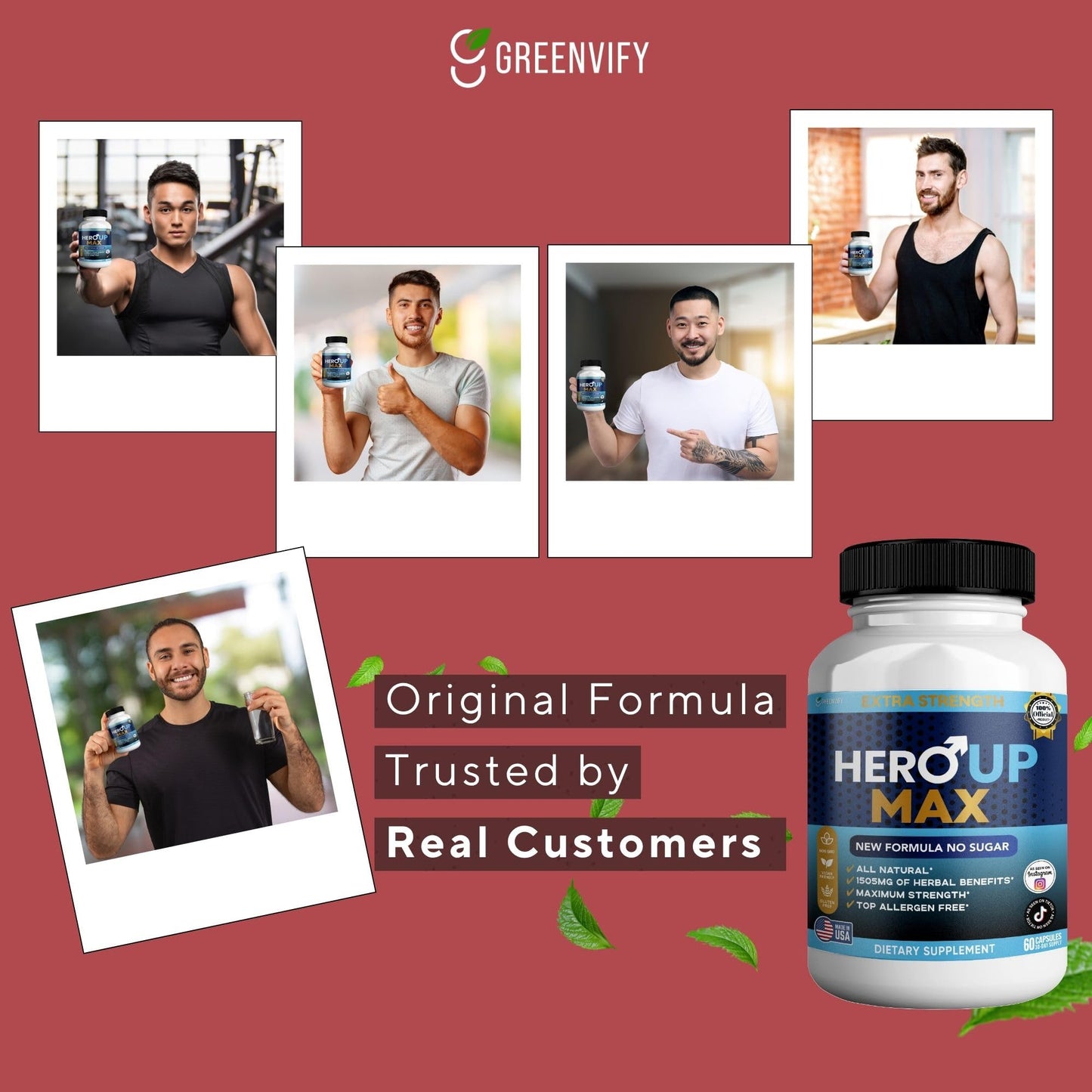GREENVIFY Hero UP MAX Maca Root Supplement 60 Capsules