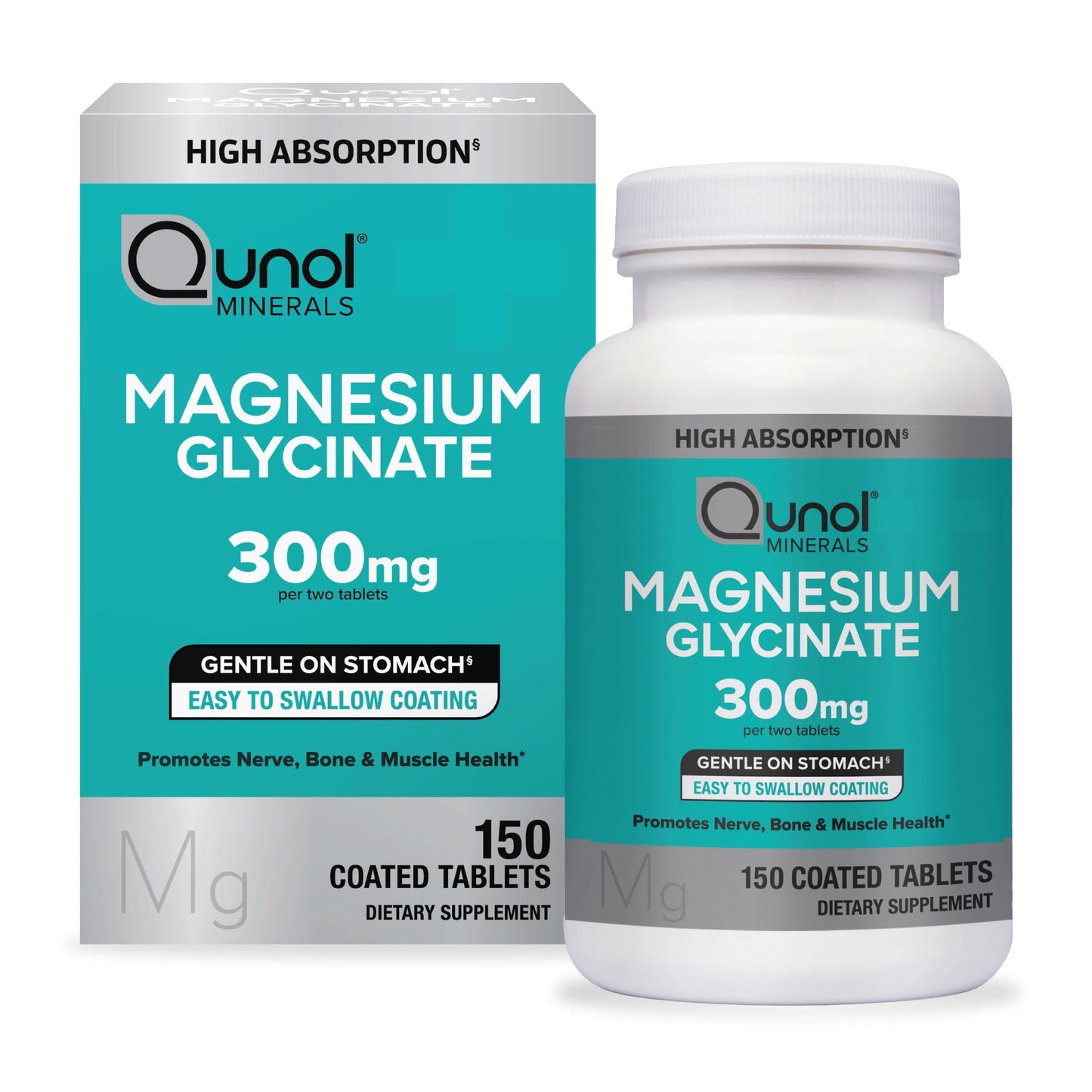 Qunol Magnesium Glycinate 300mg Tablets, 150 Count