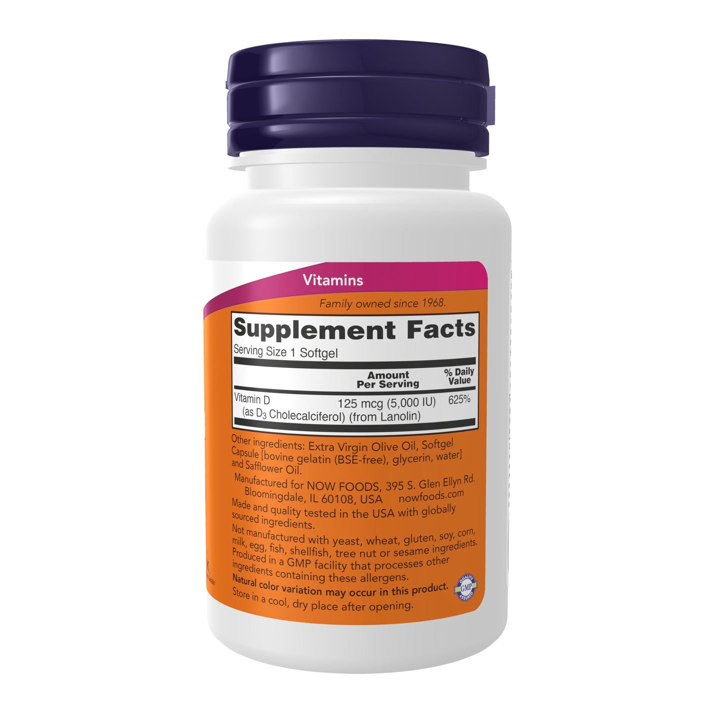 NOW Foods Vitamin D3 5,000 IU Softgels, 30 Softgels