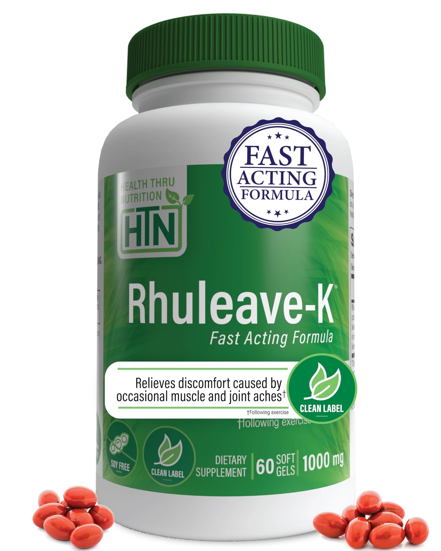 Health Thru Nutrition Acute Formula Rhuleave-K 1,000mg Curcumin, Boswellia and Black Sesame Seed Oil Softgels, 60 count