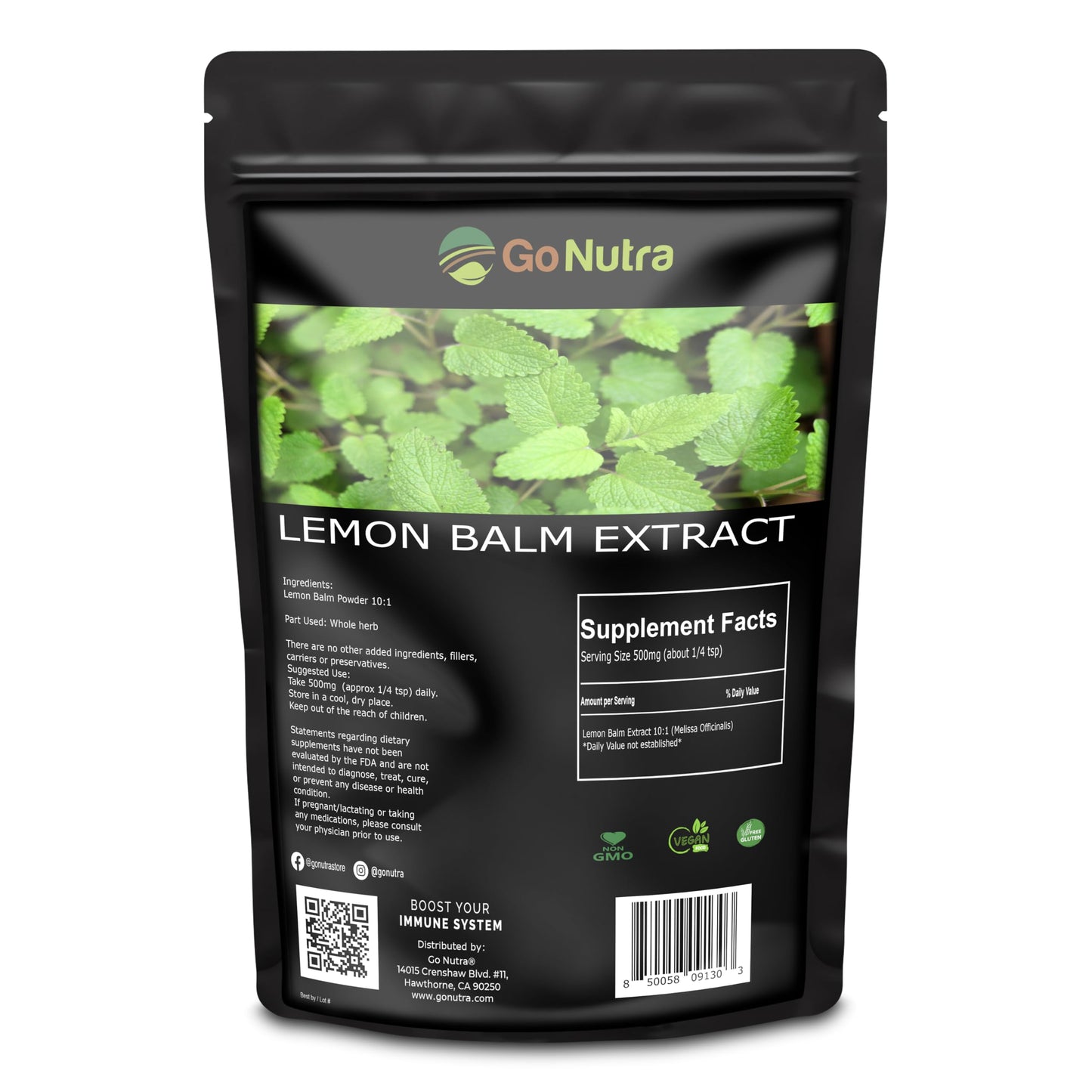 Go Nutra Lemon Balm Extract Powder 8 Ounce