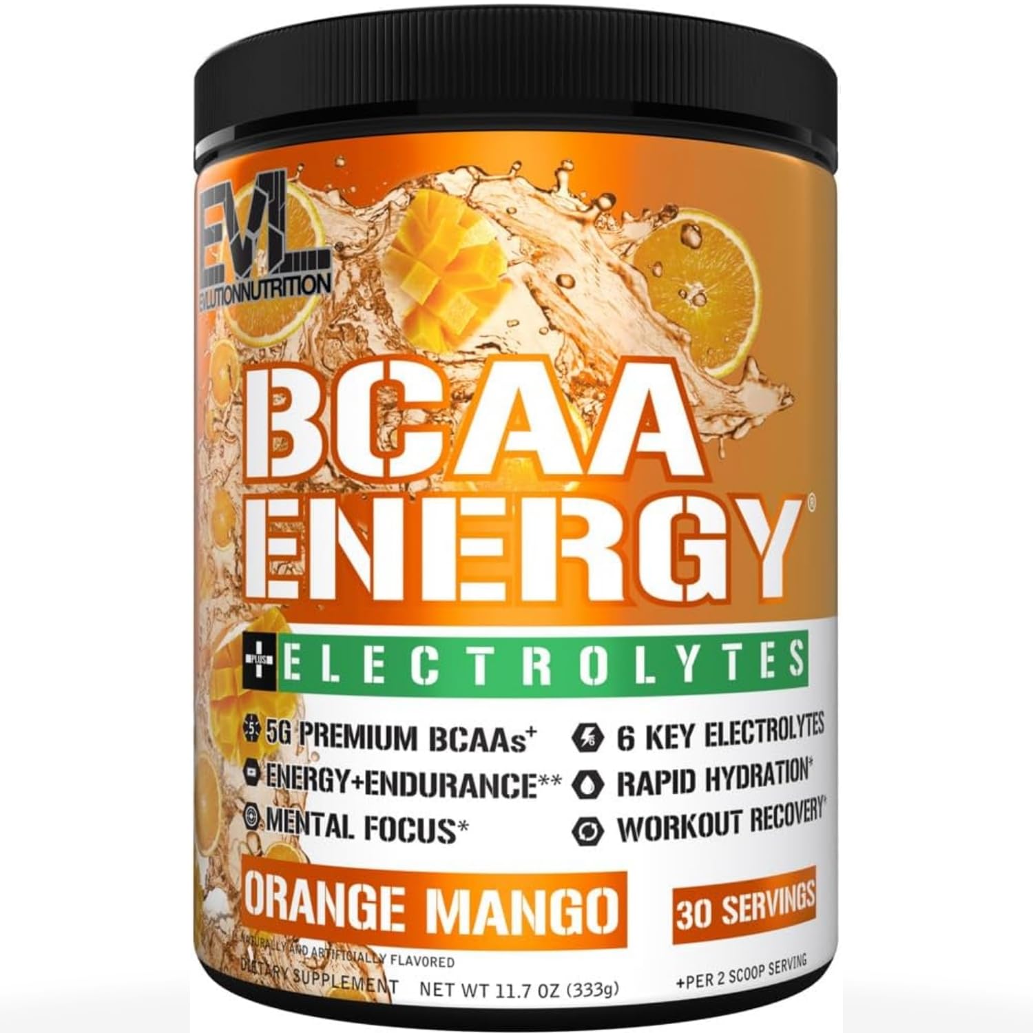 Evlution BCAAs Amino Acids Powder - BCAA Energy Pre Workout, 11.7