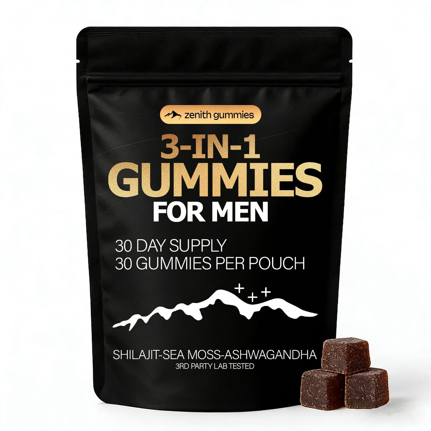 Zenith Gummies 3 in 1 Gummies for Men Shilajit Gold Gummies with Sea Moss, Ashwagandha, Organic Manuka Honey, Burdock Root, Palm Moss Extract Energy Support, 1 Gummy