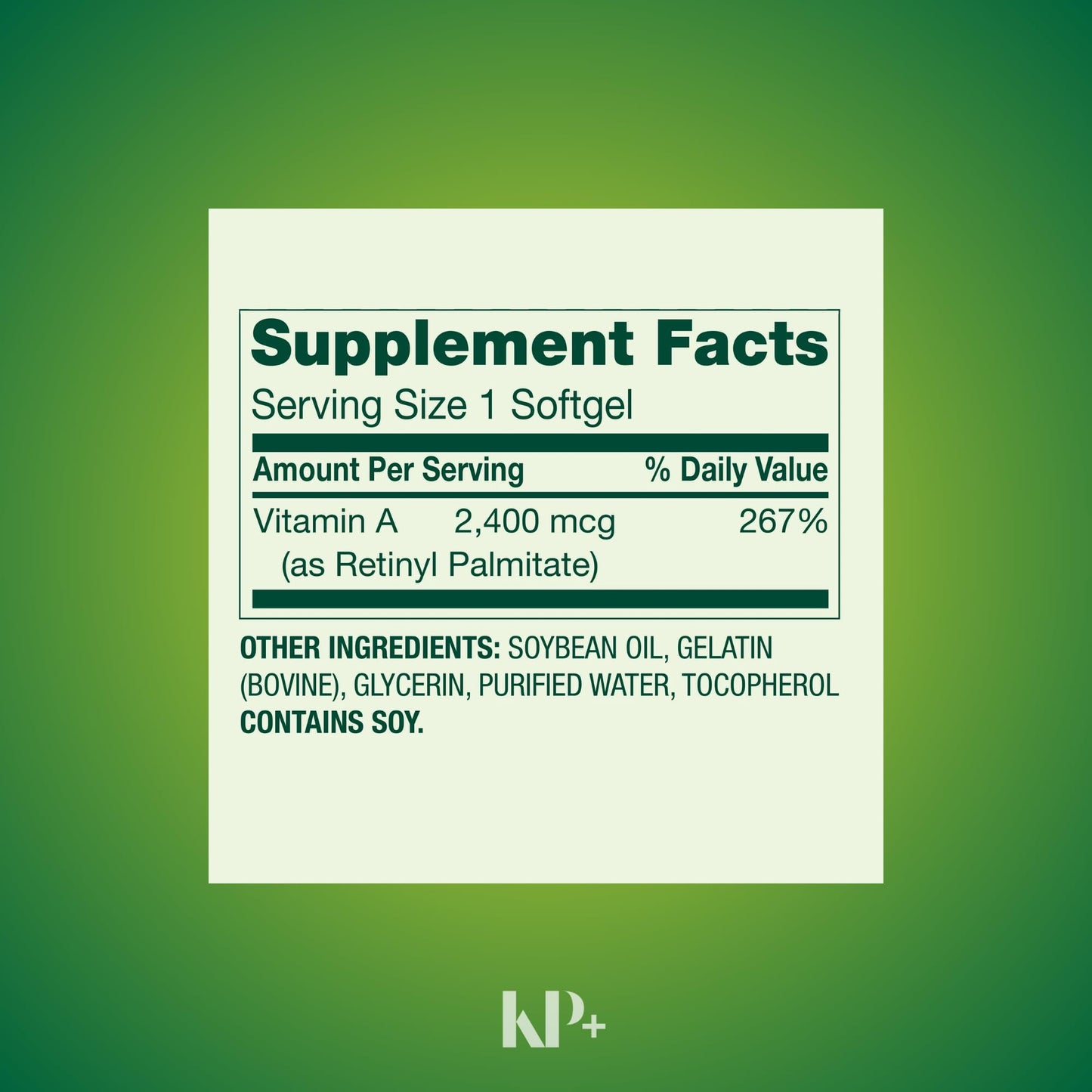 KP+ Vitamin A 2,400 mcg (8,000 IU) Softgels 250