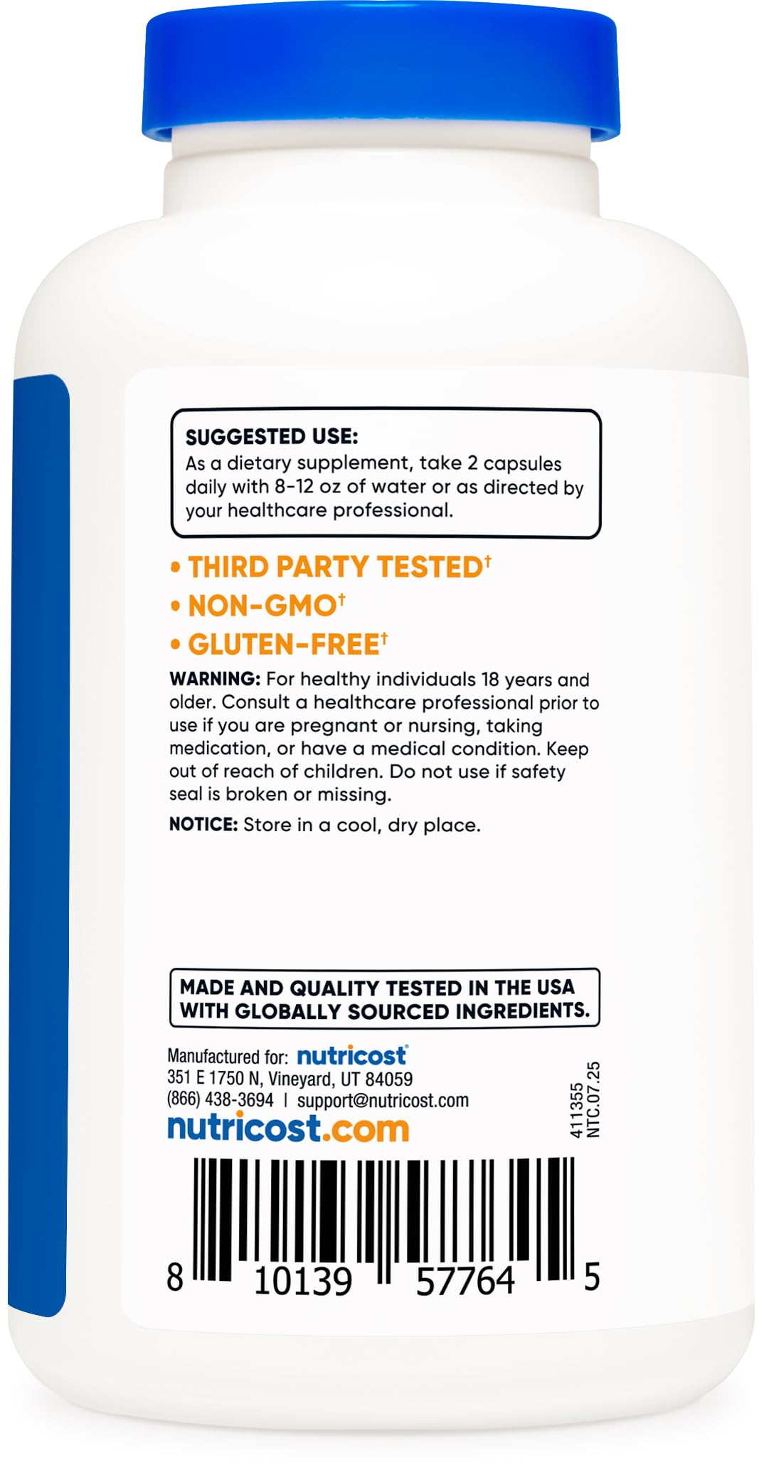 Nutricost Sodium Butyrate 1,500mg Per Serving, 120 Capsules