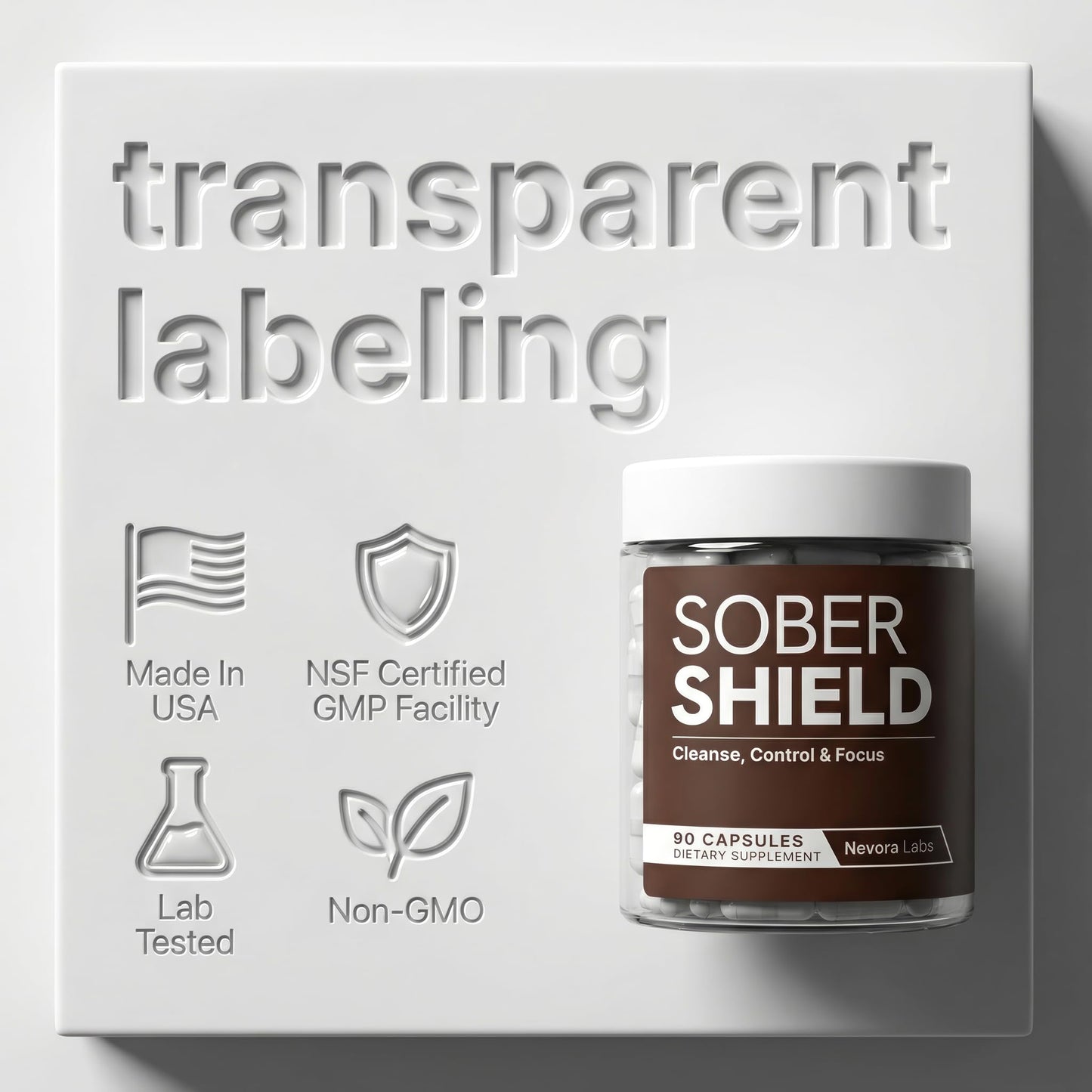 Nevora Labs Sober Shield Detox Craving Drug Recovery Supplement Capsules 90 Count