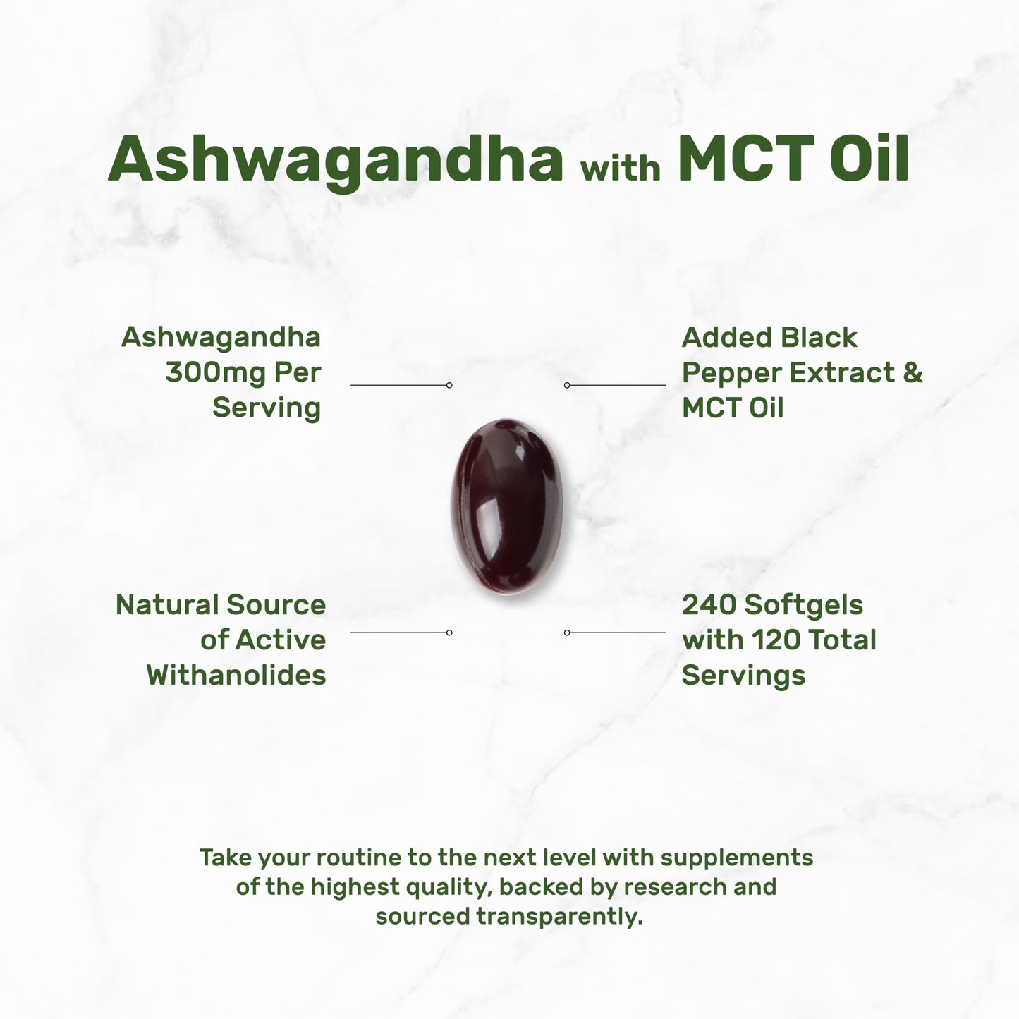DEAL SUPPLEMENT Ashwagandha Extract with Black Pepper Extract Softgels 240 Count