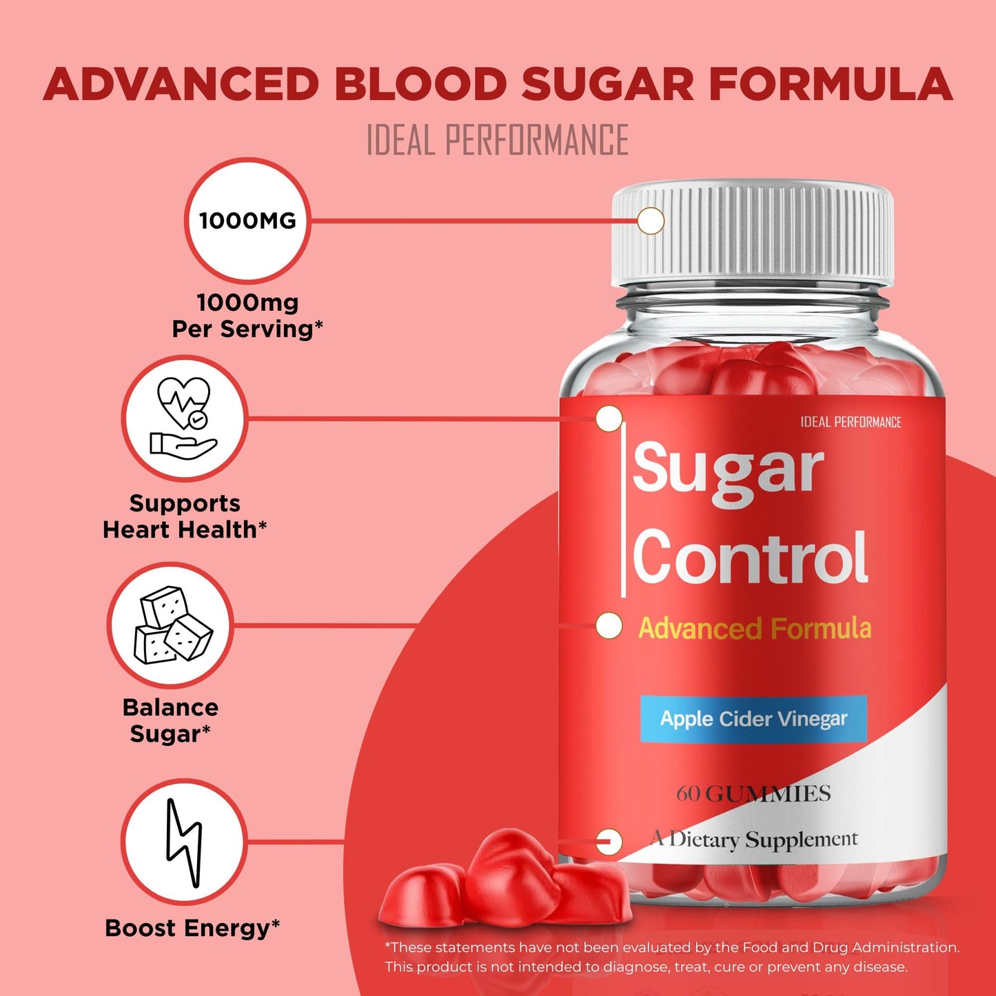 IDEAL PERFORMANCE Sugar Control Gummies 120 Count