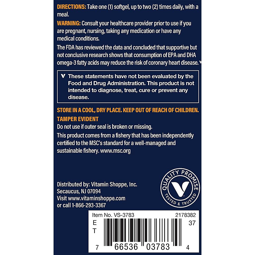 Vthrive Premium Wild Alaskan Fish Oil with Vitamin D3 - Supports Cardiovascular Health - 1,375 DHA/EPA, 120 Softgels