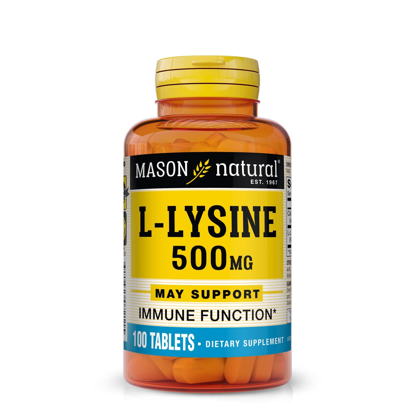 Mason Natural L-Lysine 500 mg with Calcium, 100 Tablets