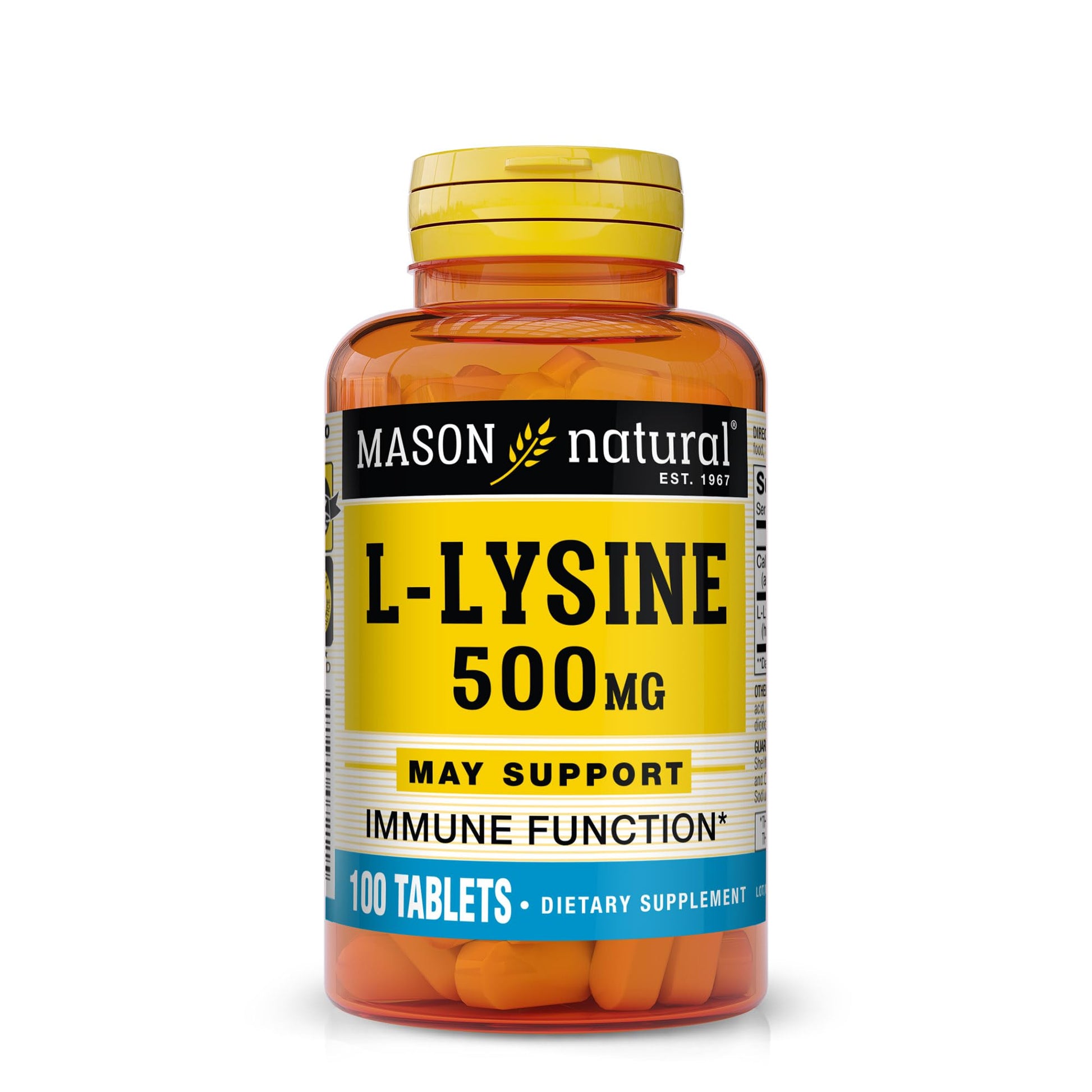 Mason Natural L-Lysine 500 mg with Calcium, 100 Tablets