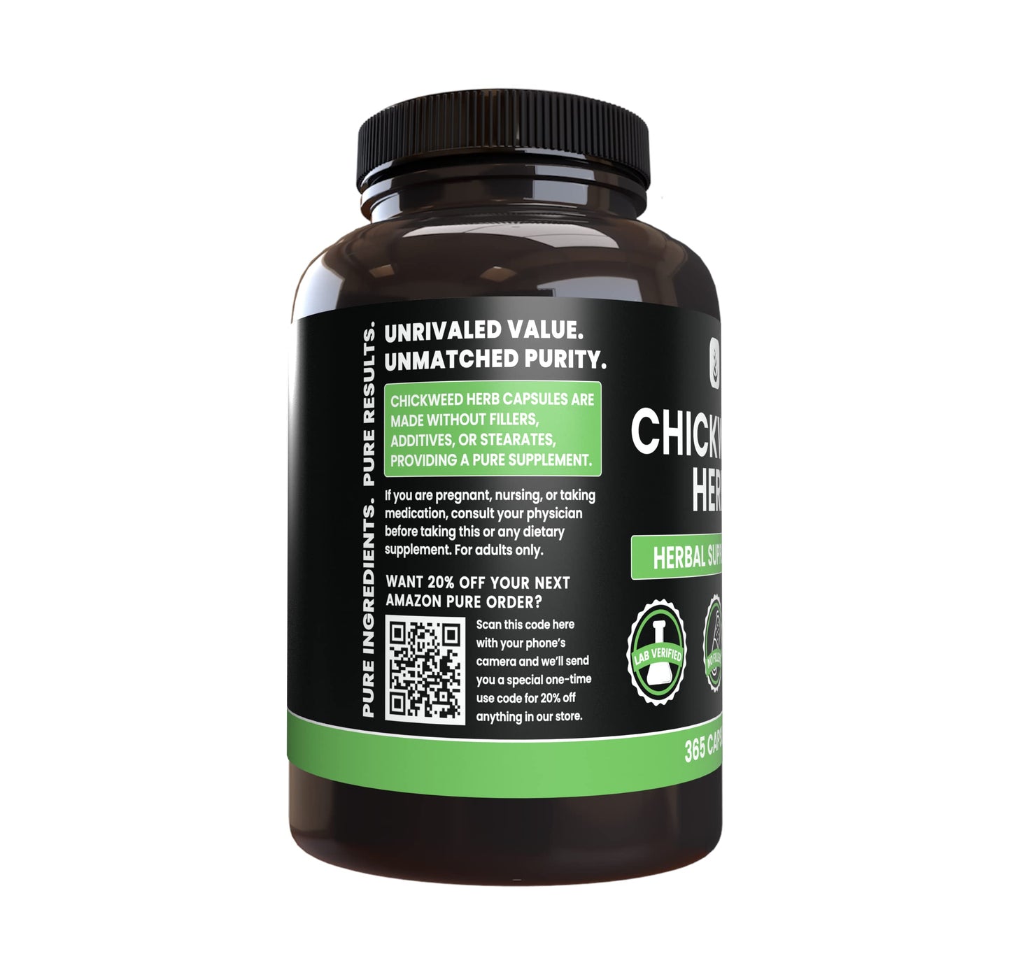 PURE ORIGINAL INGREDIENTS Chickweed Herb Capsule, 365 Count