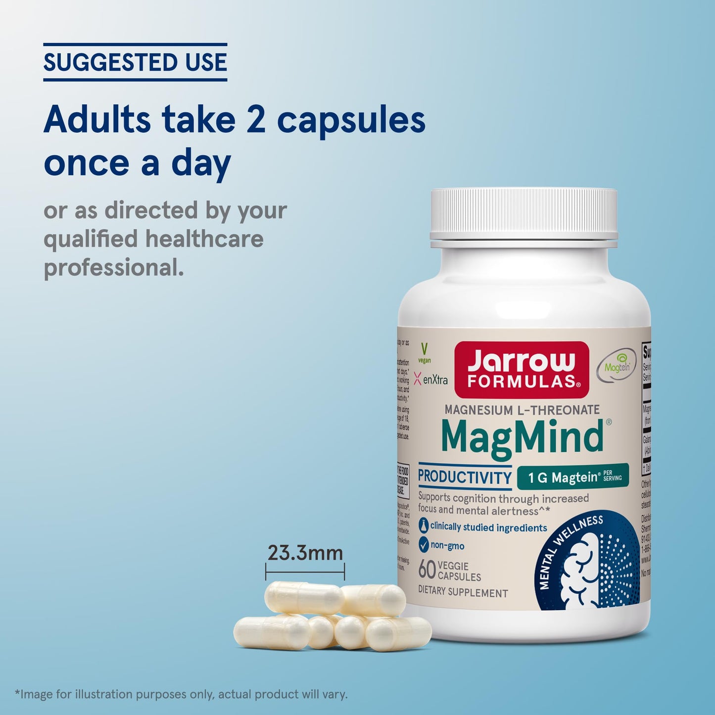 Jarrow Formulas Magnesium L-Threonate Brain Supplements, Productivity, 60 Capsules