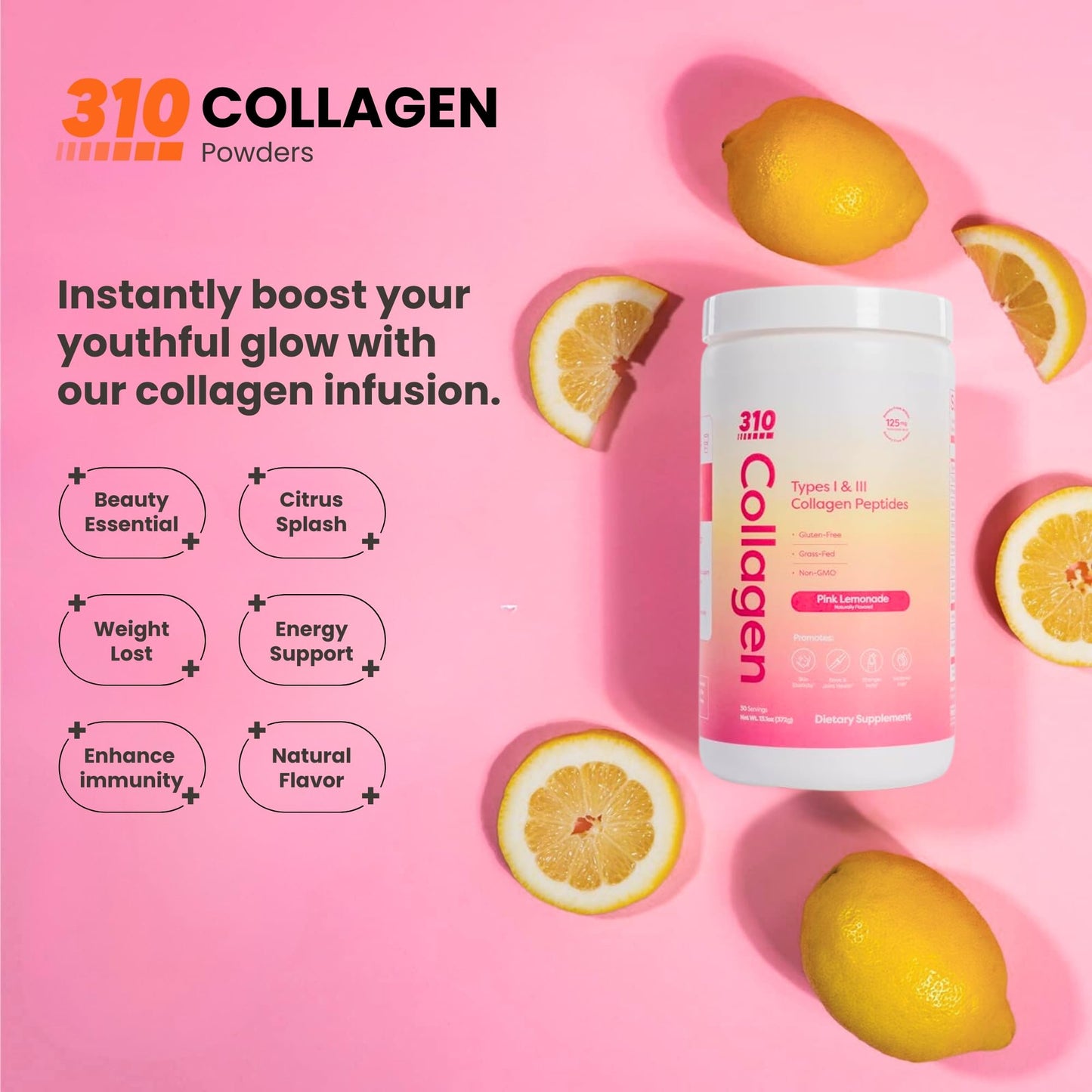 310 Nutrition Collagen Peptides Powder, 12.48 Ounce