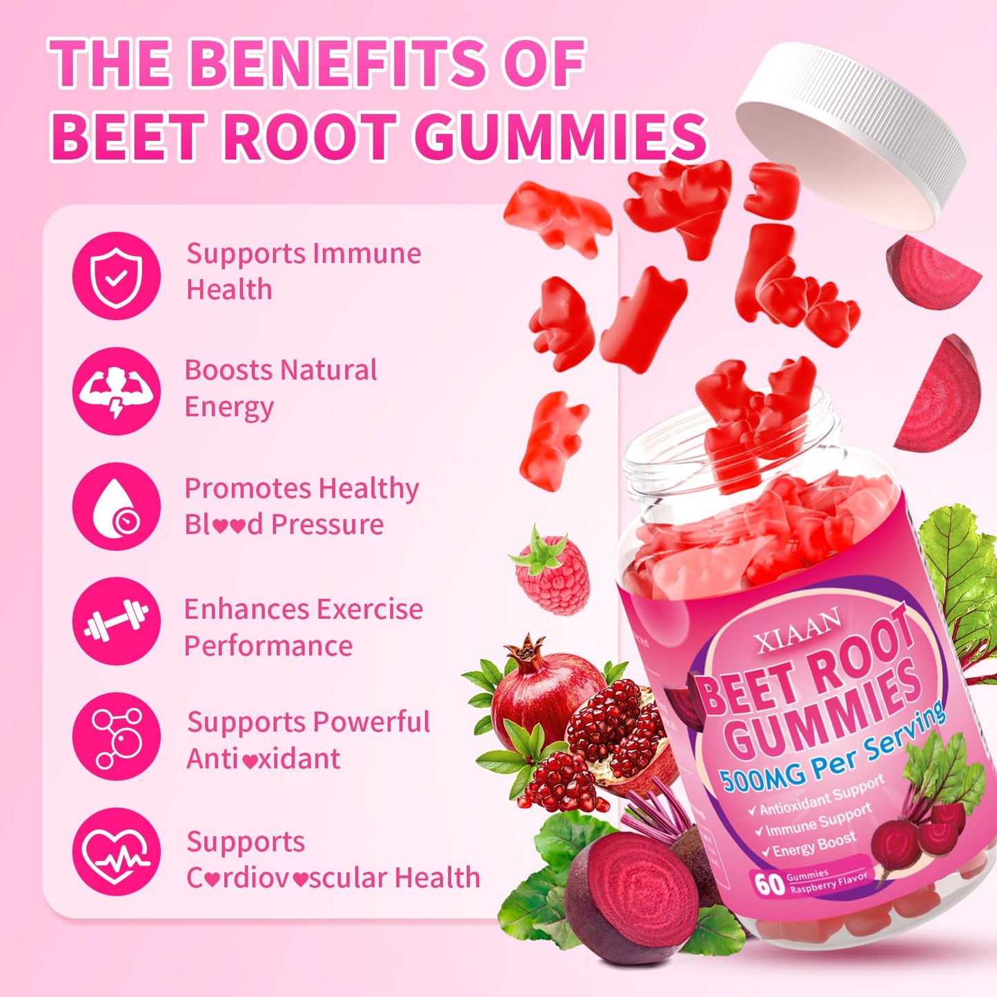 XIAAN Beet Root Gummies Gummy 120 Count