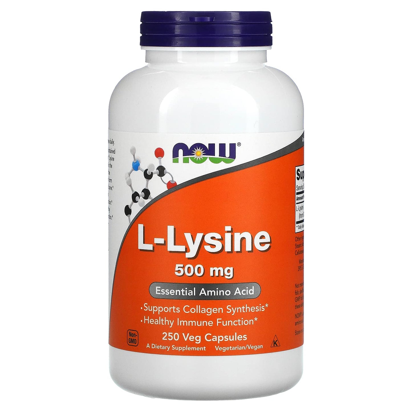 NOW Foods L-lysine 500 mg Capsules, 250 Capsules