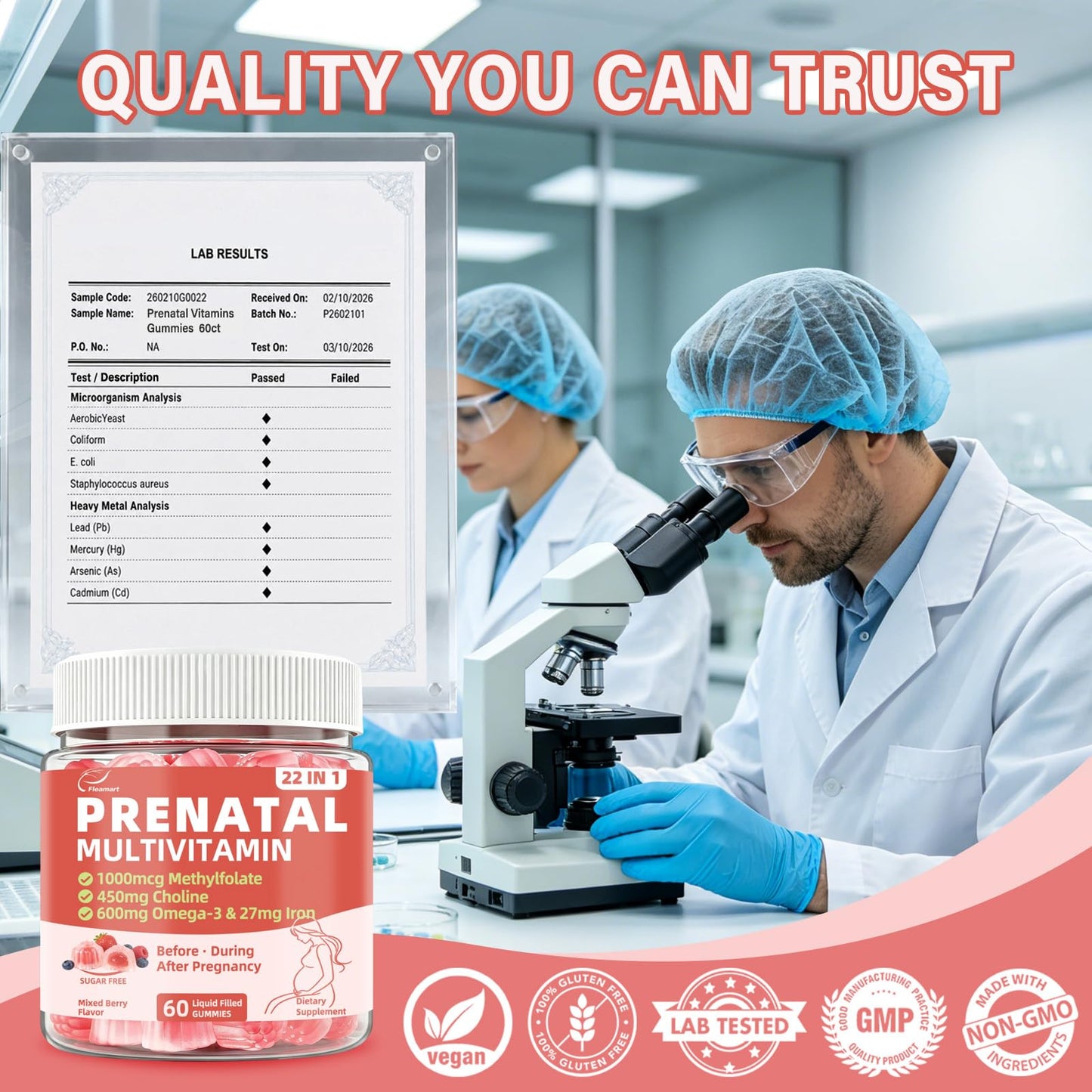 Fleamart Prenatal Vitamins for Women Gummy 60 Count